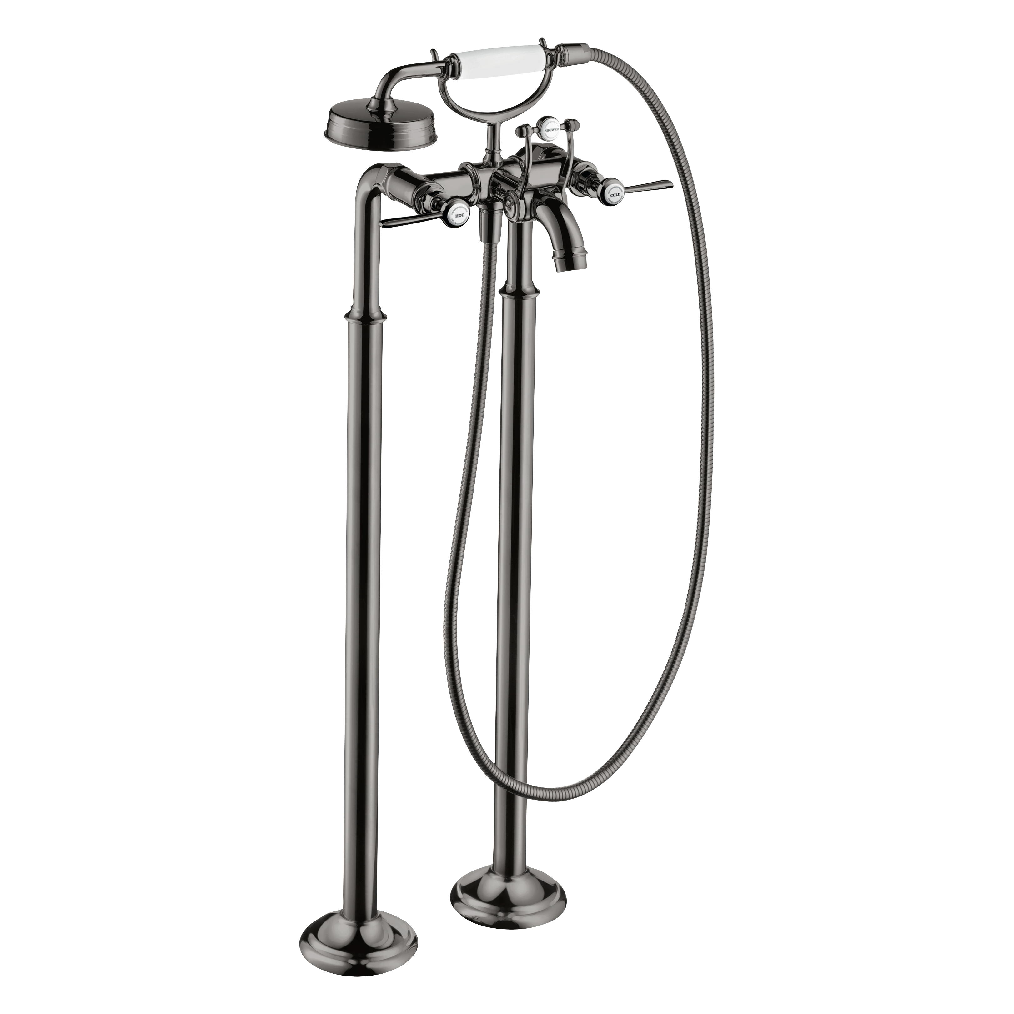 AXOR Montreux 2-Handle Floorstanding Bath & Shower Mixer Faucet with Lever Handles from Brandt in Polished Black Chrome finish