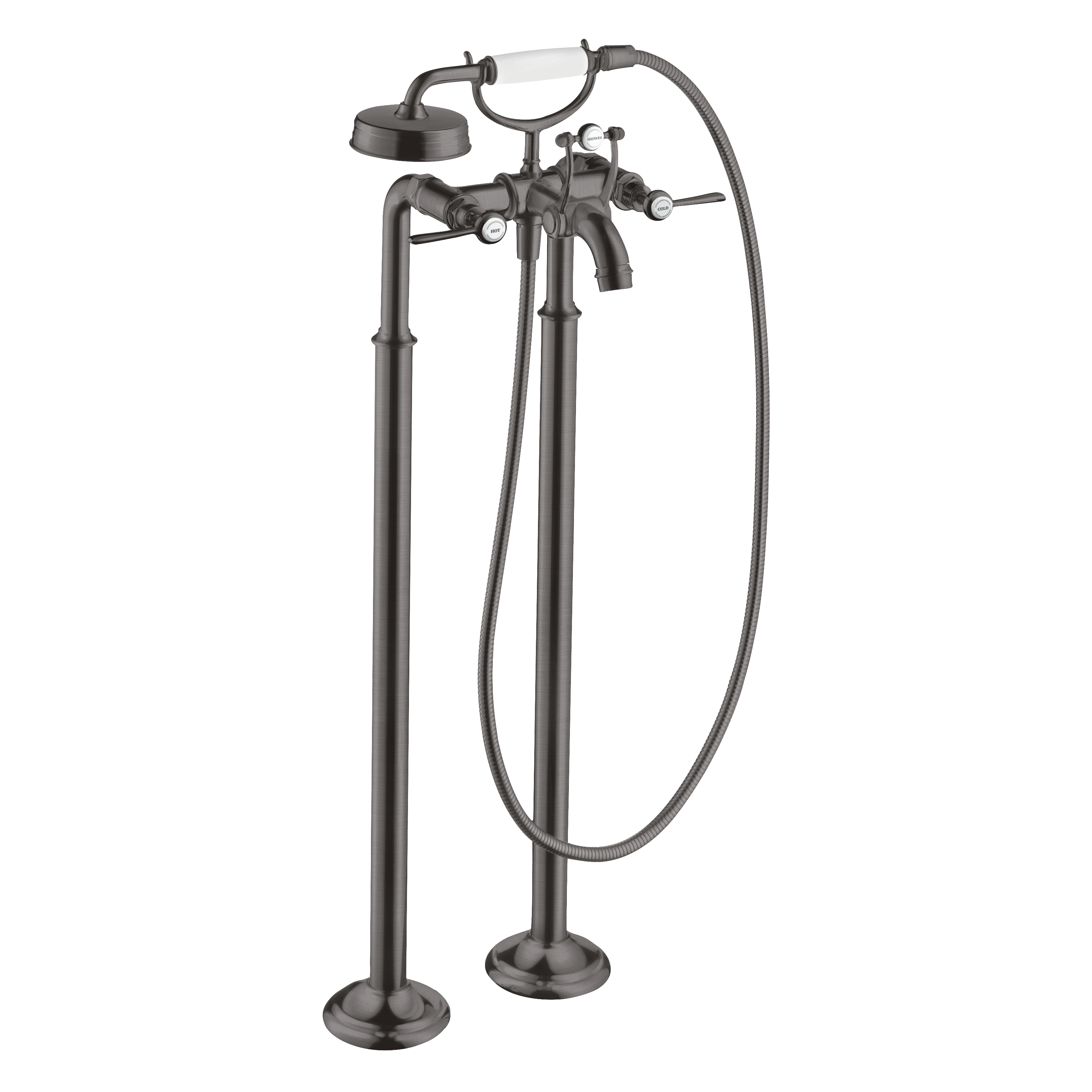 AXOR Montreux 2-Handle Floorstanding Bath & Shower Mixer Faucet with Lever Handles from Brandt in Brushed Black Chrome finish