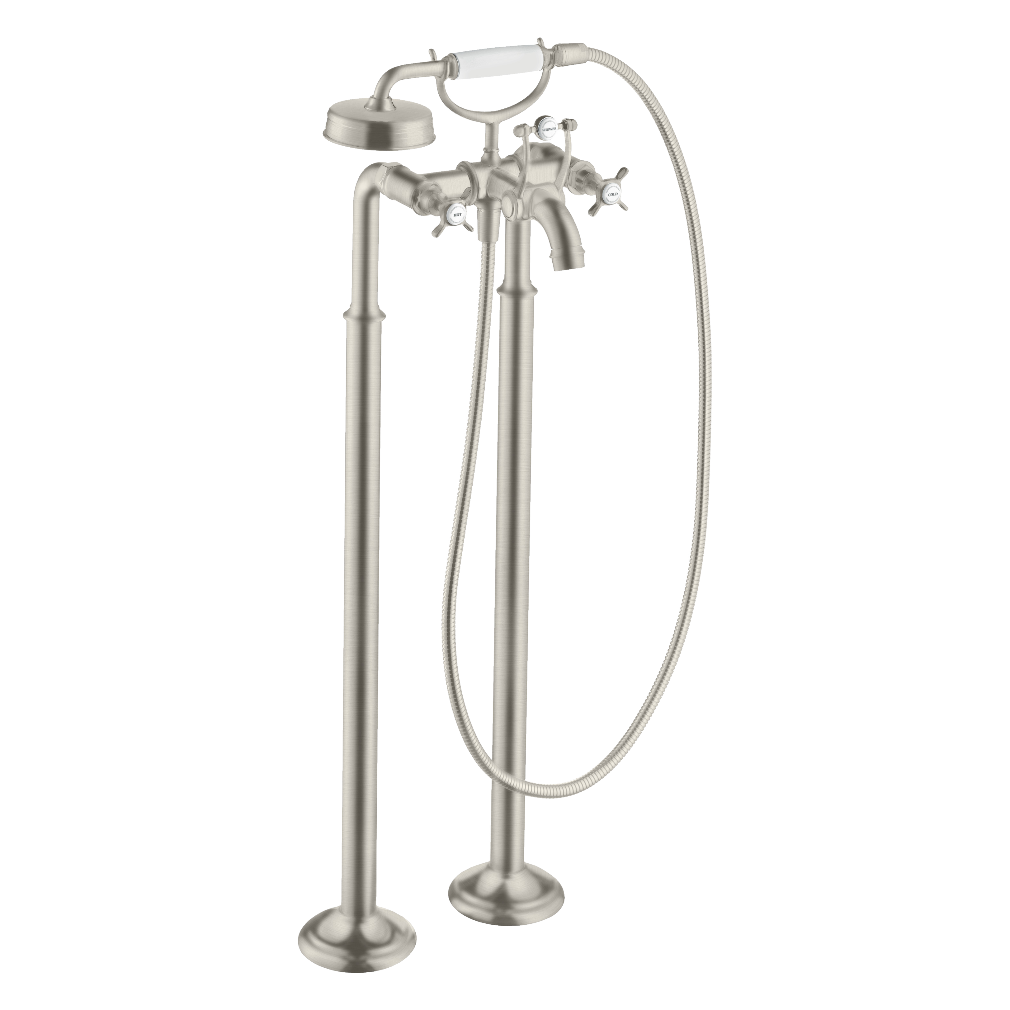 AXOR Montreux 2-Handle Floorstanding Bath & Shower Mixer Faucet with Lever Handles from Brandt in Stainless Steel Optic finish