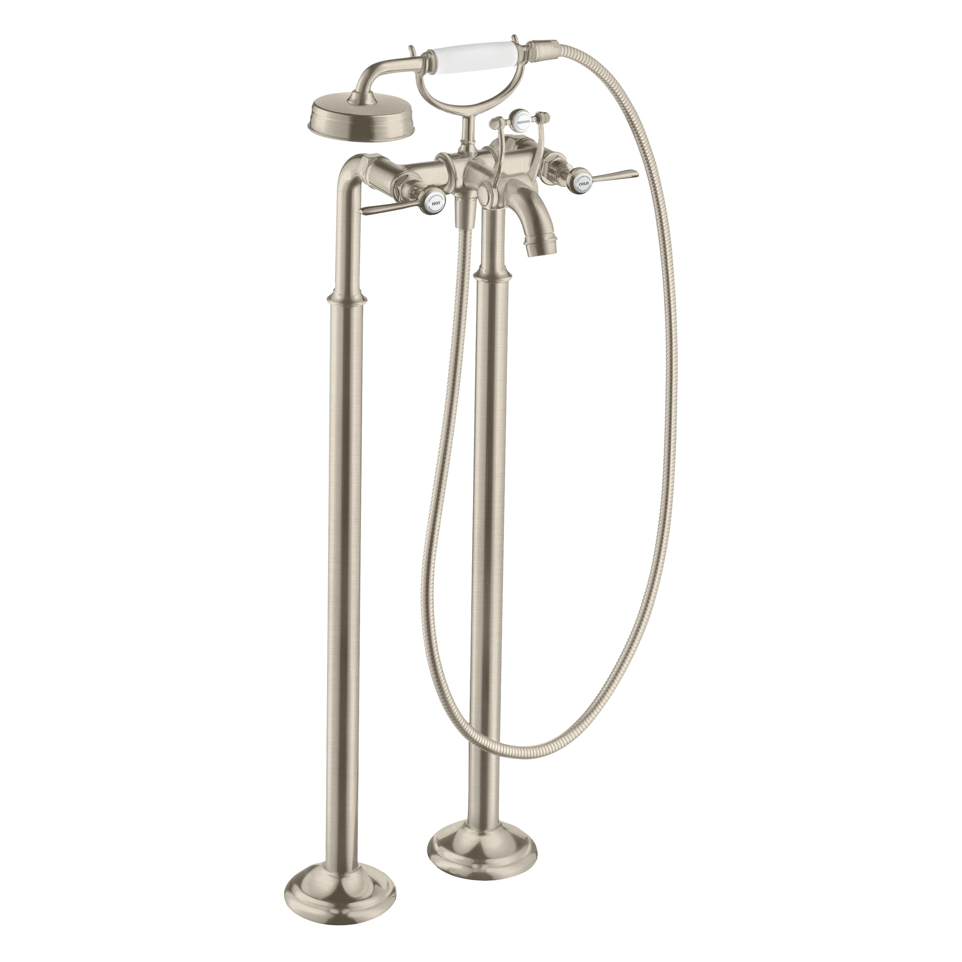 AXOR Montreux 2-Handle Floorstanding Bath & Shower Mixer Faucet with Lever Handles from Brandt in Brushed Nickel finish