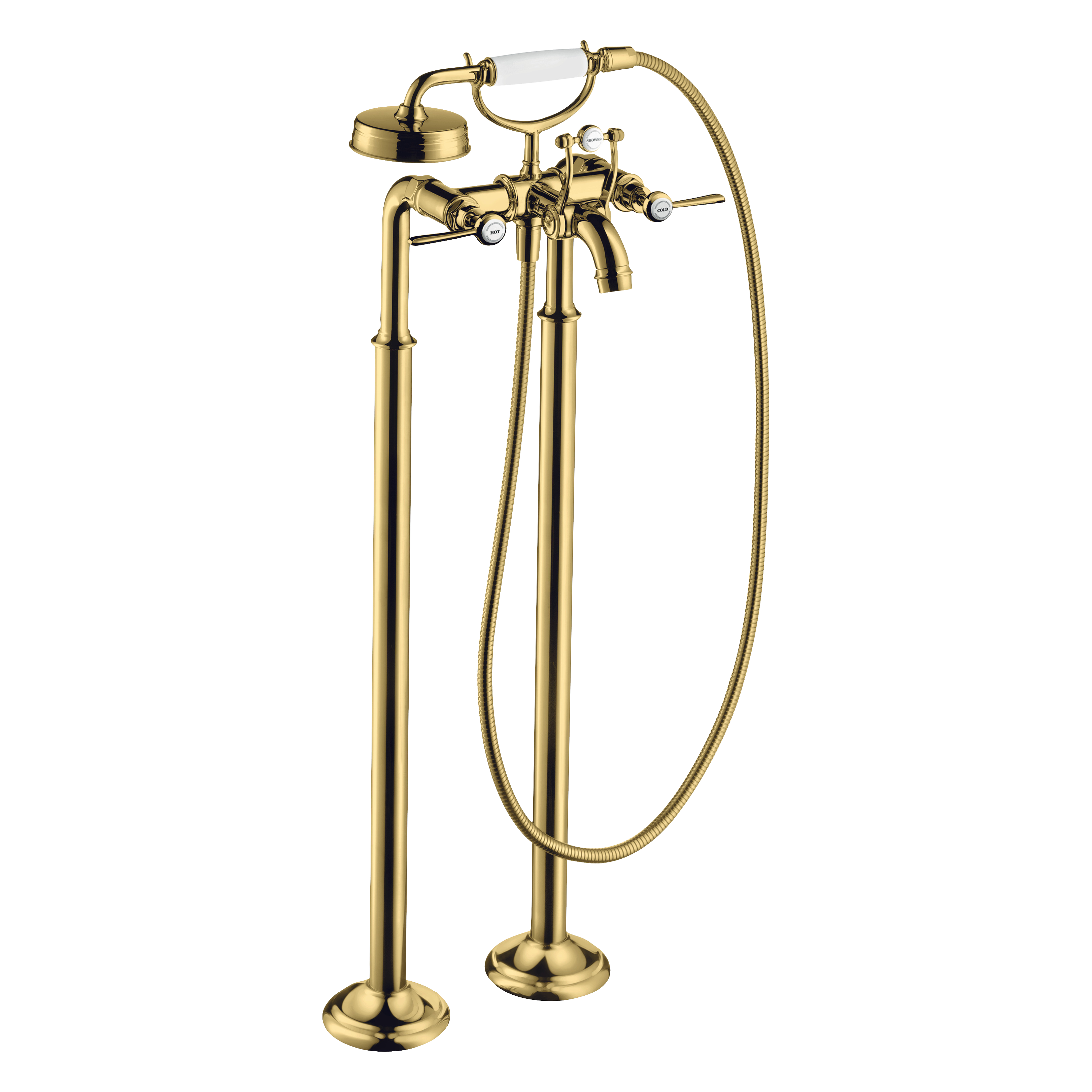 AXOR Montreux 2-Handle Floorstanding Bath & Shower Mixer Faucet with Lever Handles from Brandt in Polished Gold Optic finish