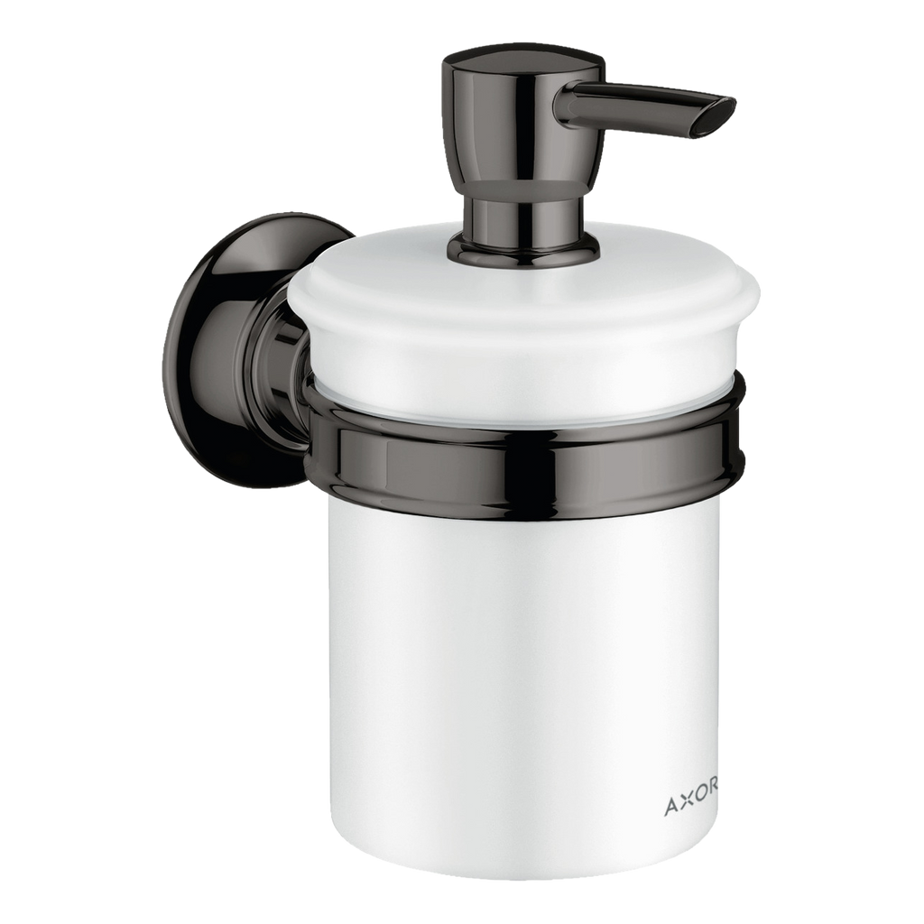 AXOR Montreux Wall-Mounted Liquid Soap Dispenser from Brandt in Polished Black Chrome finish