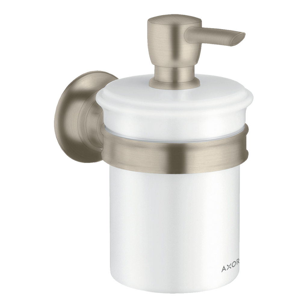 AXOR Montreux Wall-Mounted Liquid Soap Dispenser from Brandt in Brushed Nickel finish