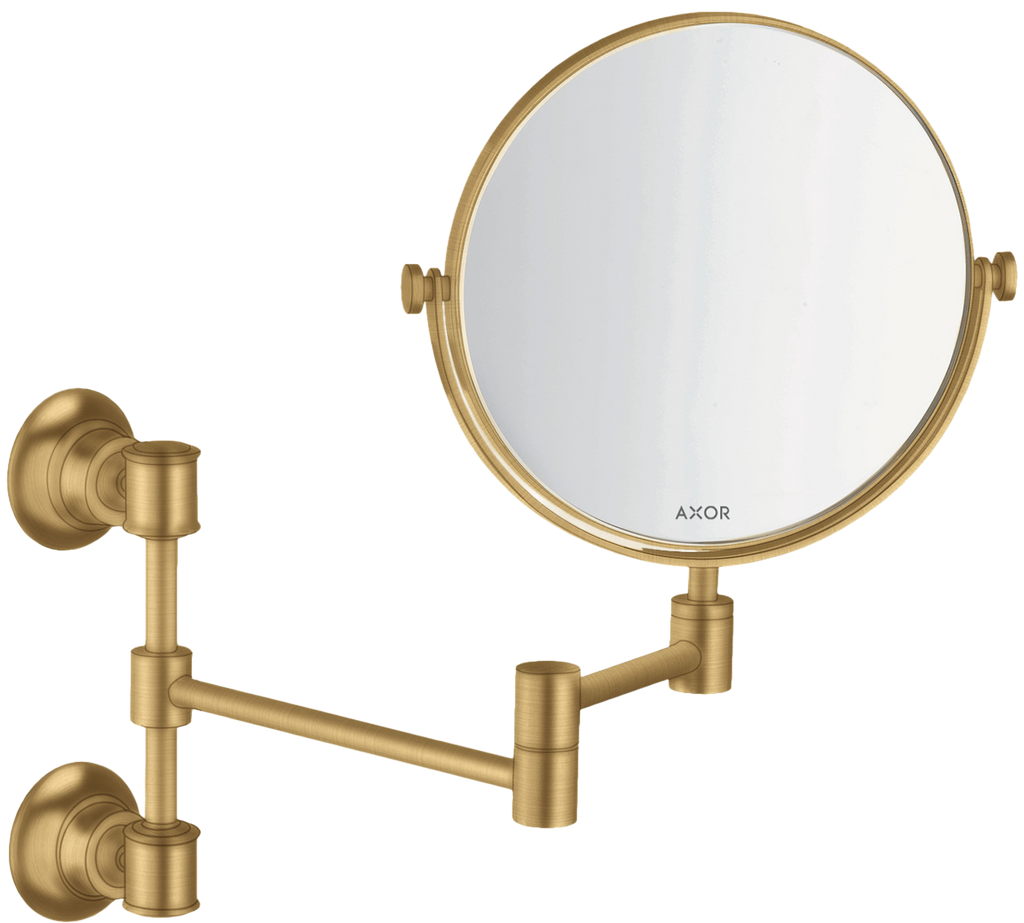 AXOR Montreux Makeup Mirror from Brandt in Brushed Gold Optic finish