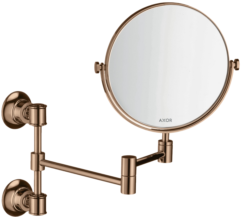 AXOR Montreux Makeup Mirror from Brandt in Polished Red Gold finish