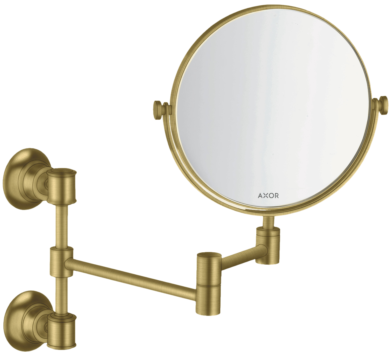 AXOR Montreux Makeup Mirror from Brandt in Brushed Brass finish