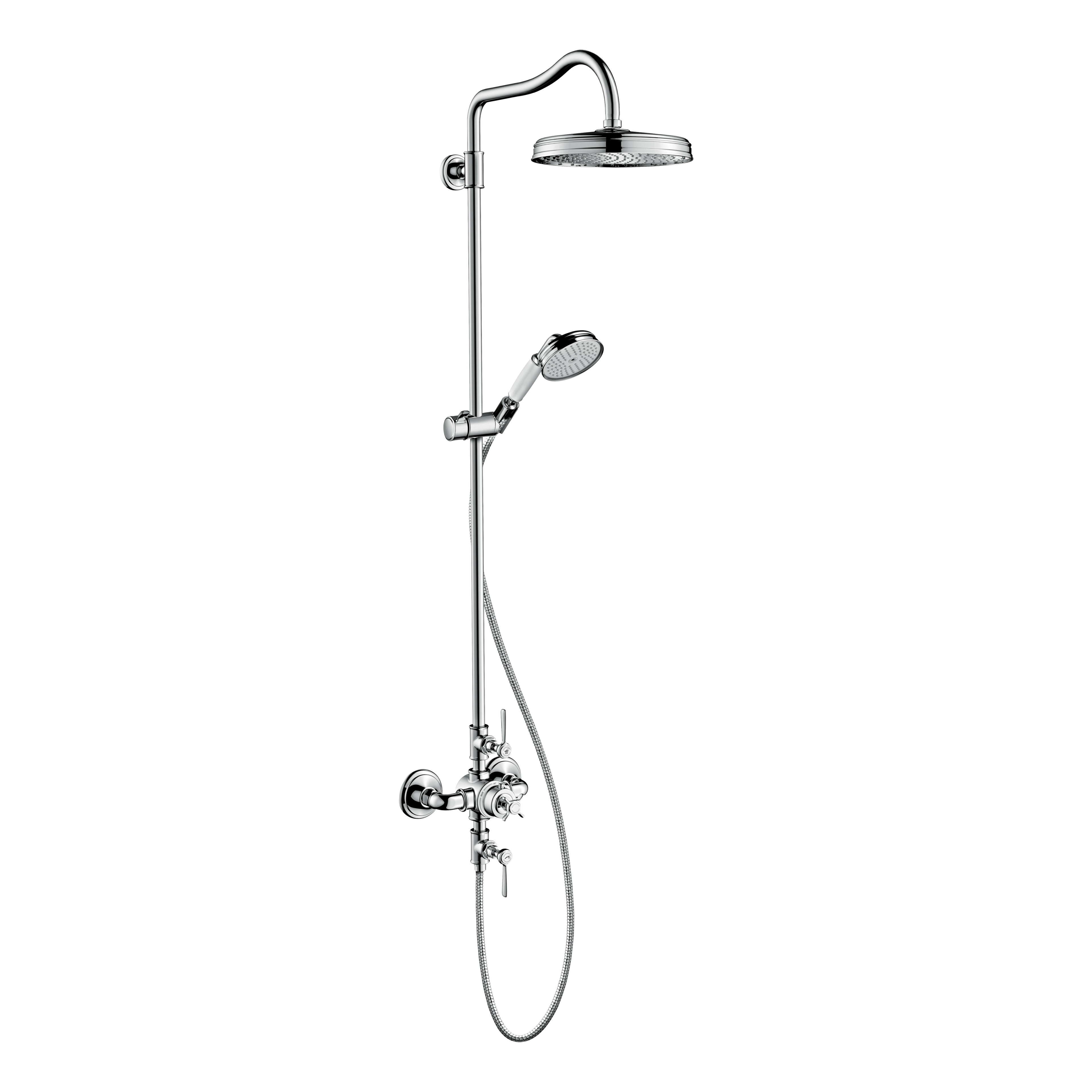 AXOR Montreux Shower Column with Thermostat and Overhead Shower 240 1jet from Brandt in Chrome finish