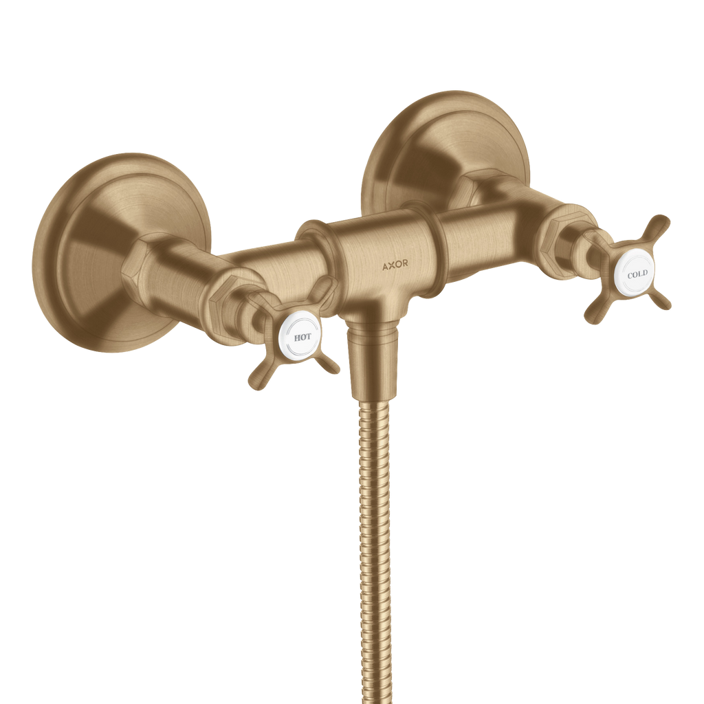 AXOR Montreux 2-Handle Shower Mixer Faucet with Cross Handles 170 cc from Brandt in Brushed Bronze finish
