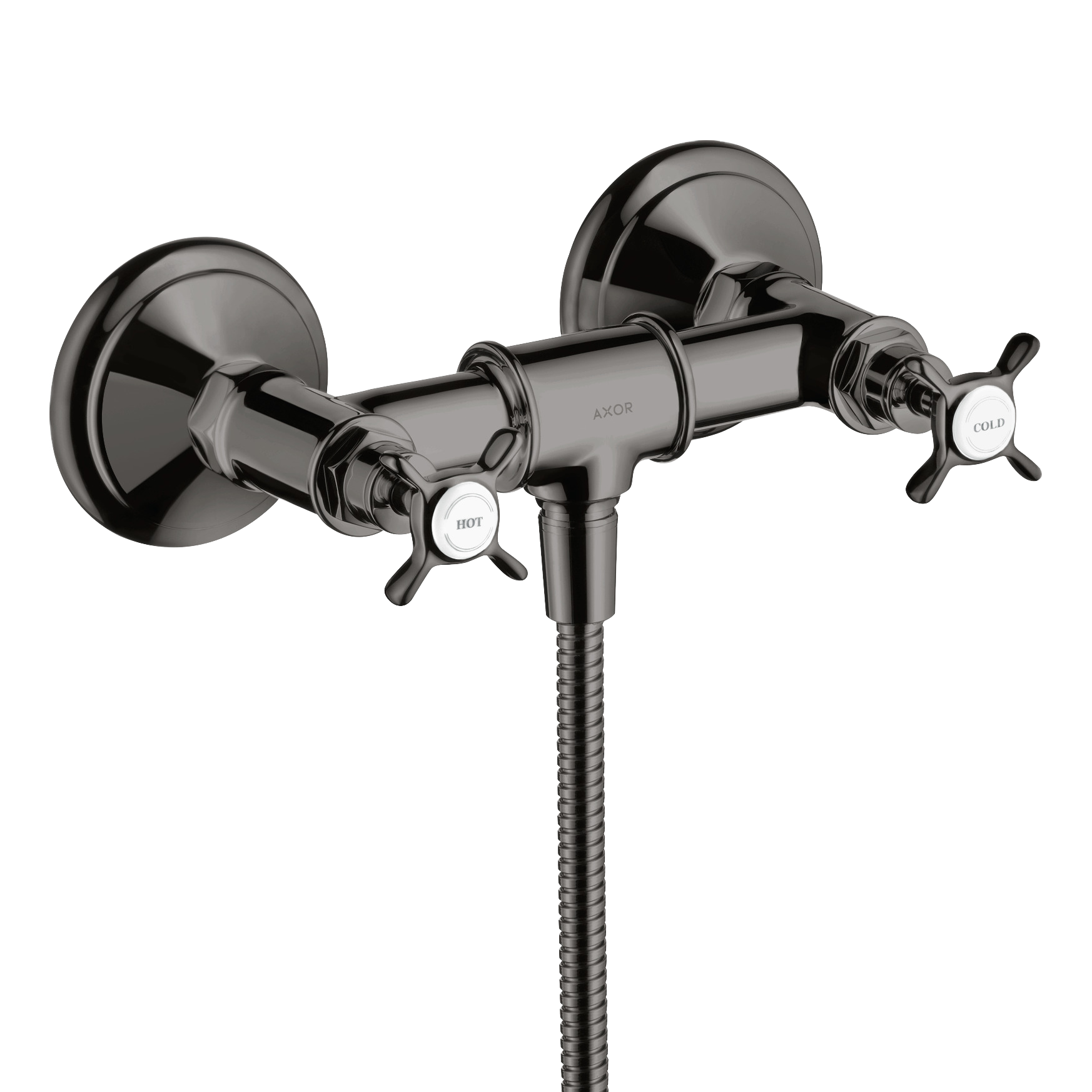 AXOR Montreux 2-Handle Shower Mixer Faucet with Cross Handles 170 cc from Brandt in Polished Black Chrome finish