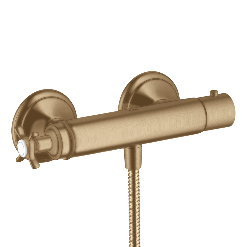 AXOR Montreux Cross Handle Shower Thermostat from Brandt in Brushed Bronze finish