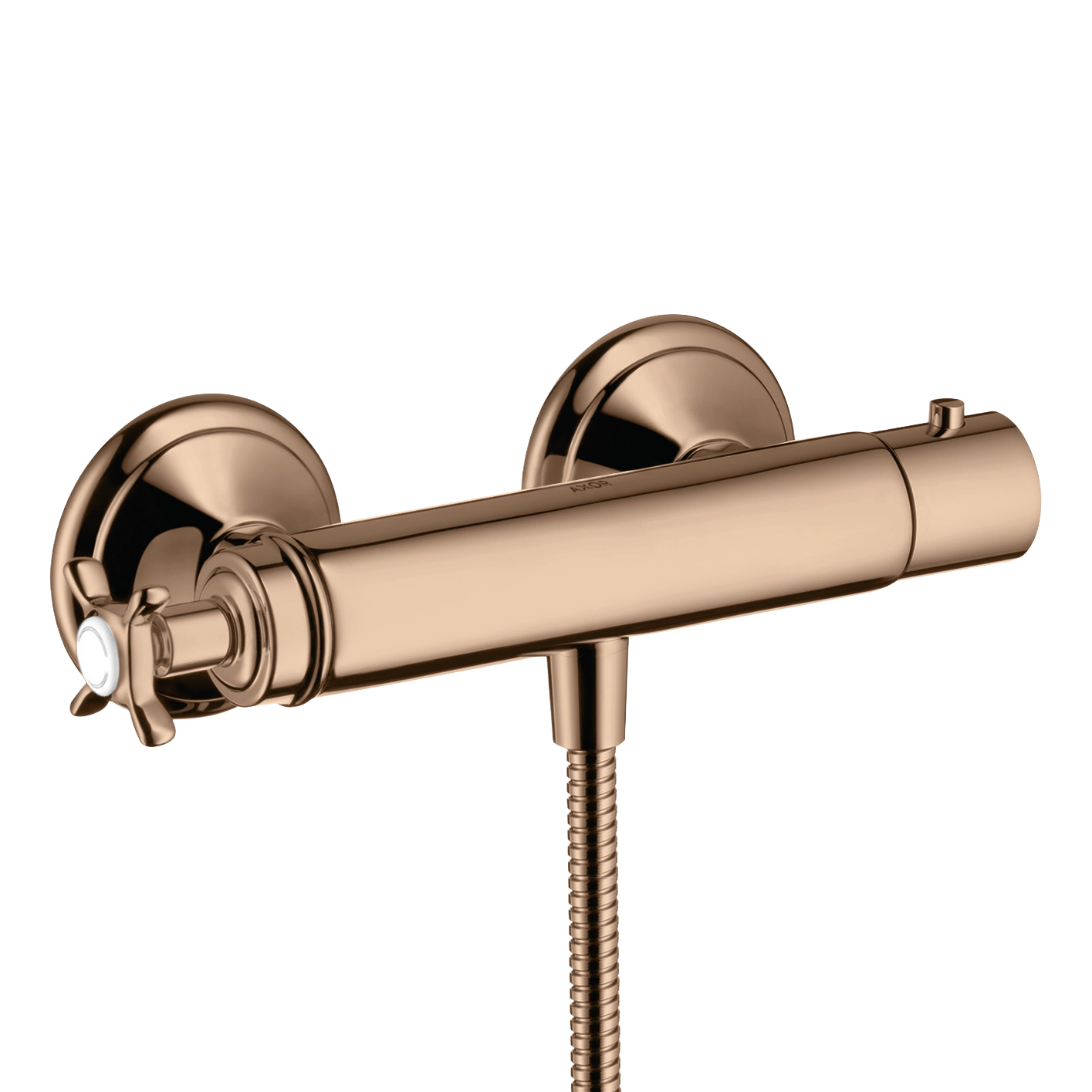 AXOR Montreux Cross Handle Shower Thermostat from Brandt in Polished Red Gold finish