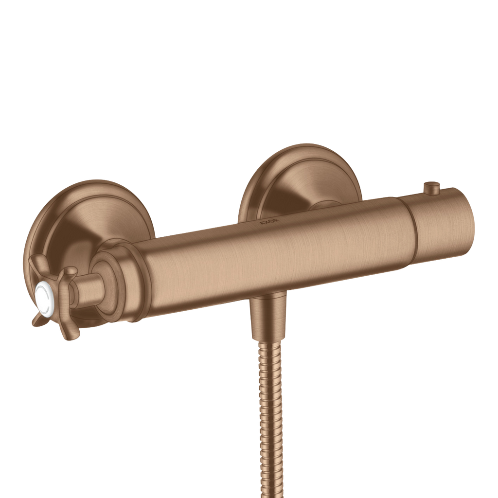 AXOR Montreux Cross Handle Shower Thermostat from Brandt in Brushed Red Gold finish