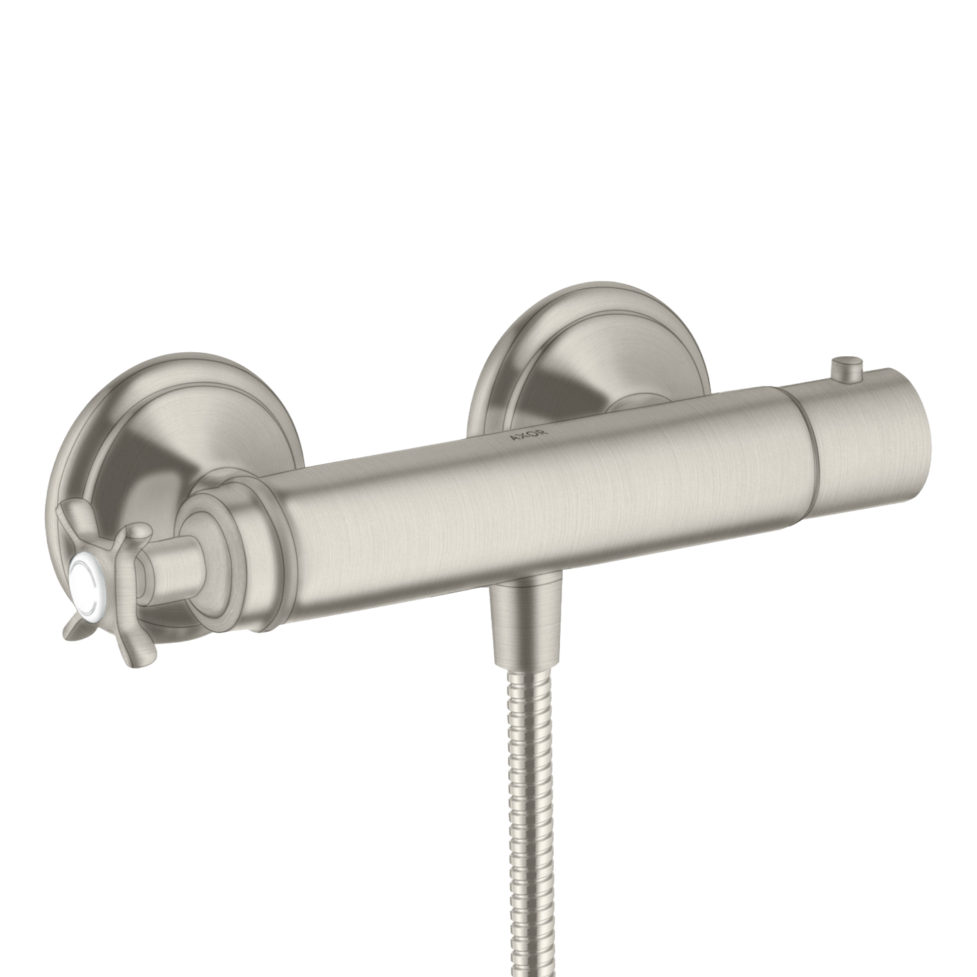 AXOR Montreux Cross Handle Shower Thermostat from Brandt in Stainless Steel Optic finish