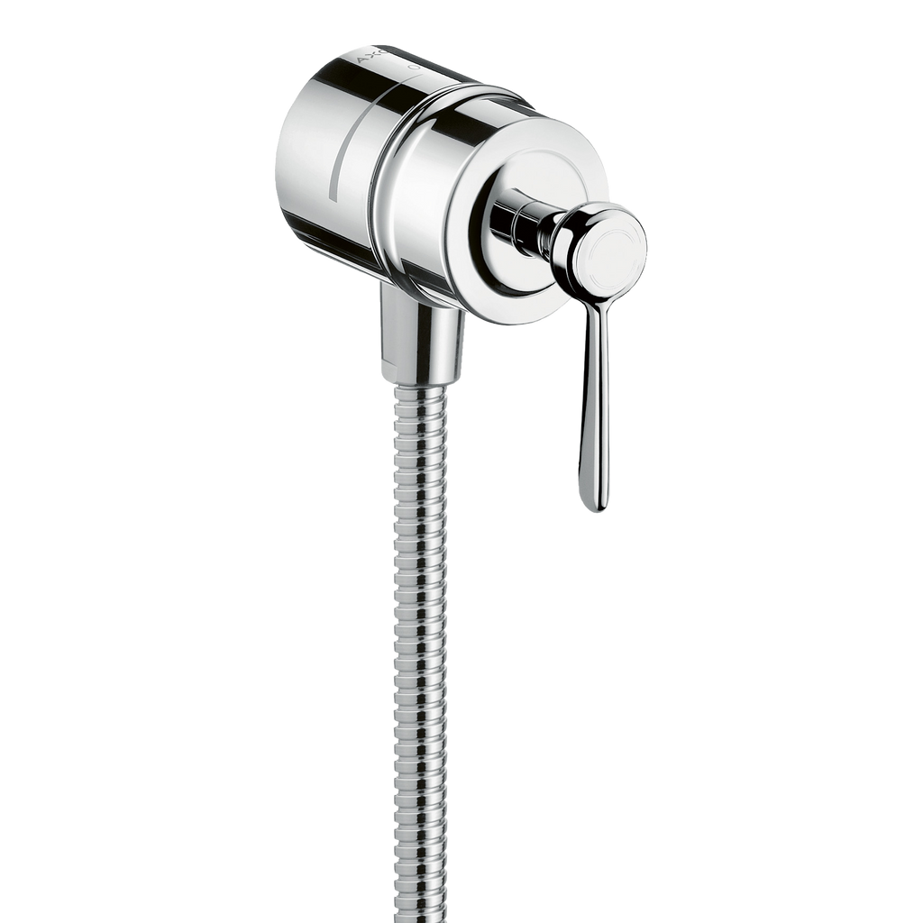 AXOR Montreux Wall Outlet Stop with Non-Return Valve, Shut-Off Valve and Lever Handles from Brandt in Chrome finish
