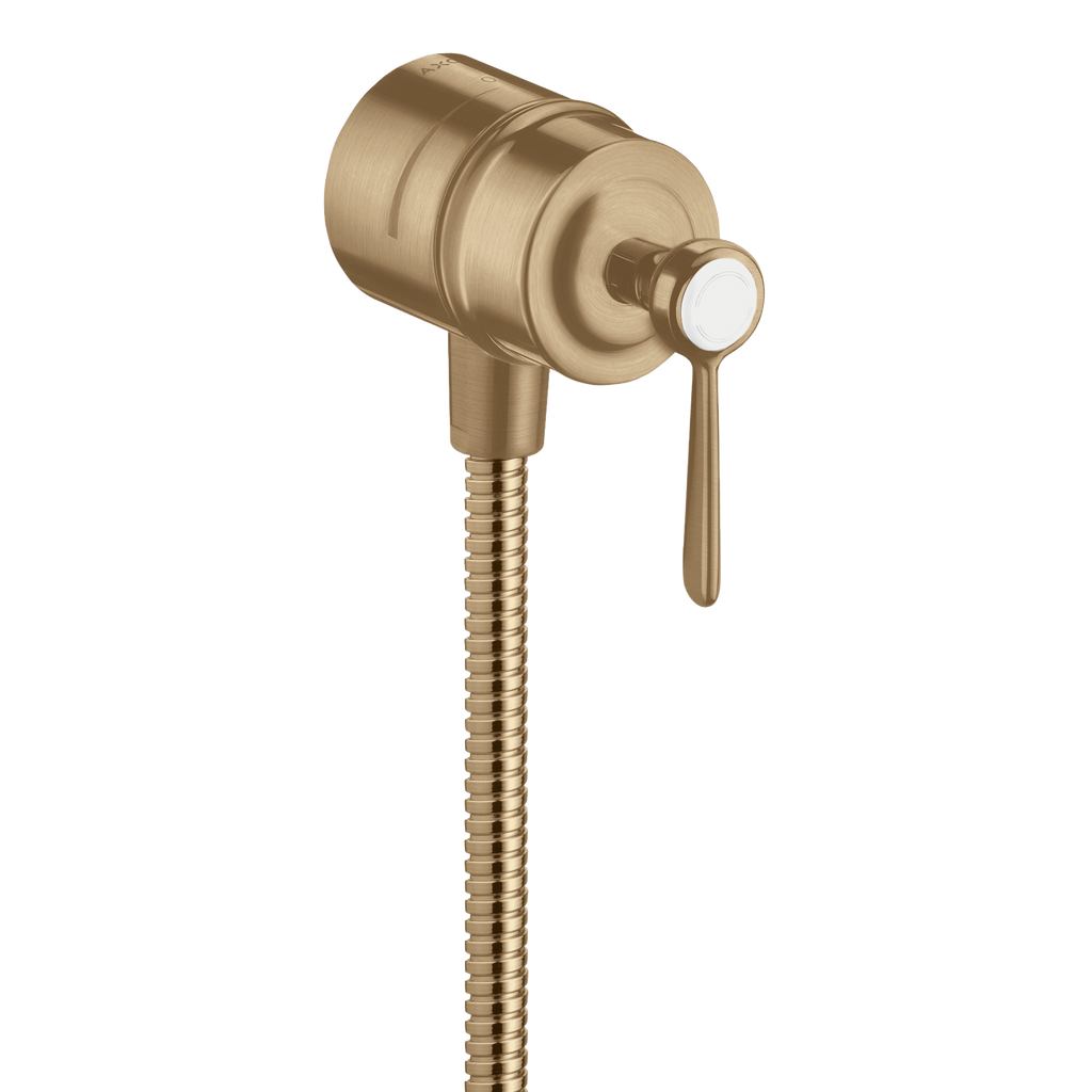 AXOR Montreux Wall Outlet Stop with Non-Return Valve, Shut-Off Valve and Lever Handles from Brandt in Brushed Bronze finish