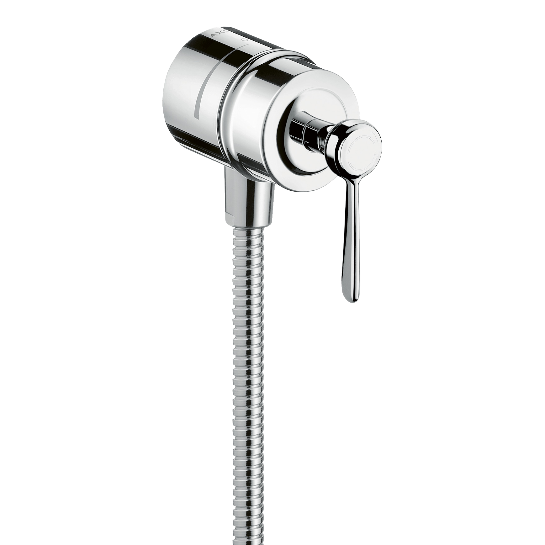 AXOR Montreux Wall Outlet Stop with Non-Return Valve, Shut-Off Valve and Lever Handles from Brandt in Stainless Steel Optic finish