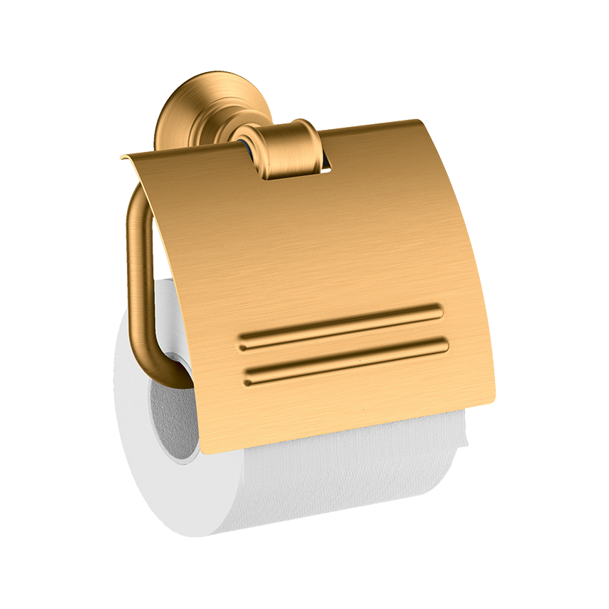 AXOR Montreux Toiletpaper Holder with lid from Brandt in Brushed Gold Optic finish