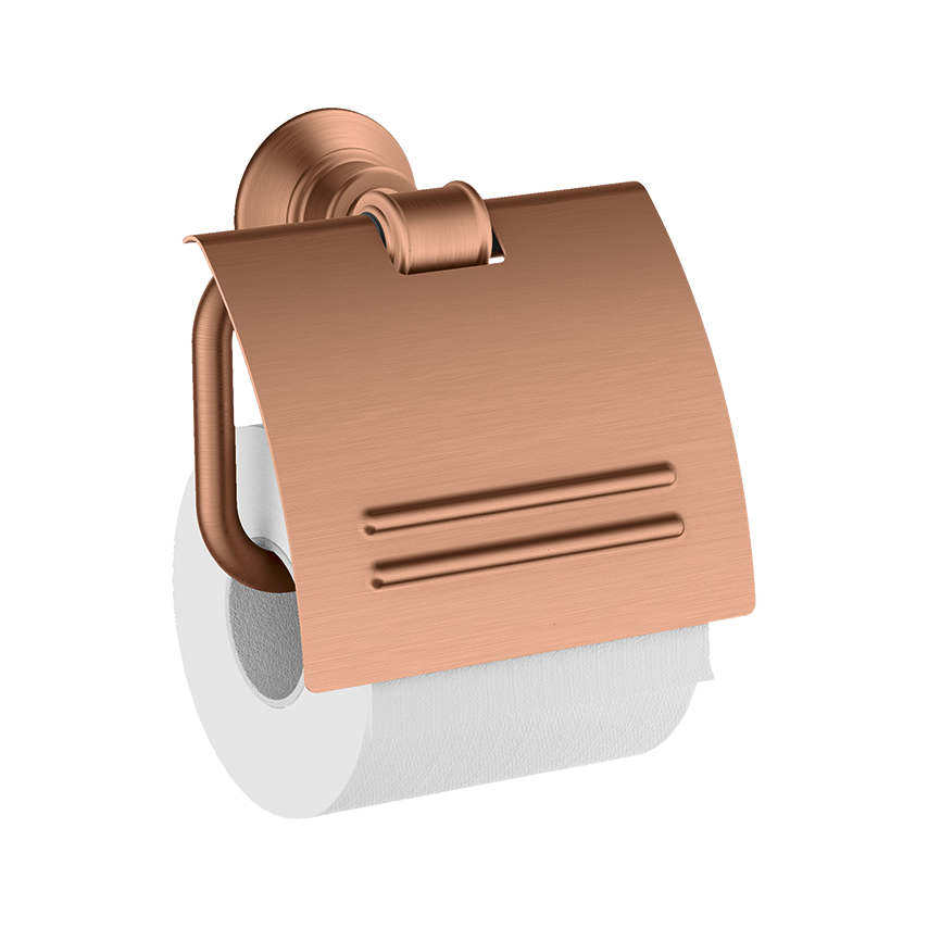AXOR Montreux Toiletpaper Holder with lid from Brandt in Brushed Red Gold finish