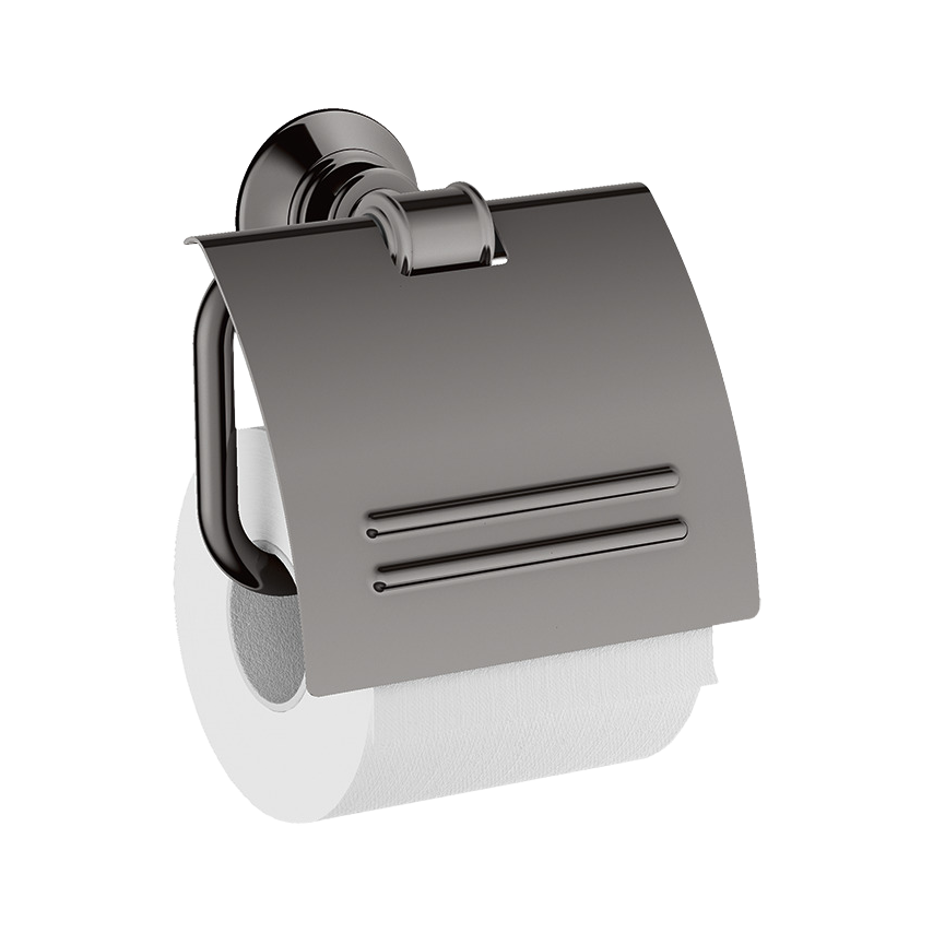AXOR Montreux Toiletpaper Holder with lid from Brandt in Polished Black Chrome finish
