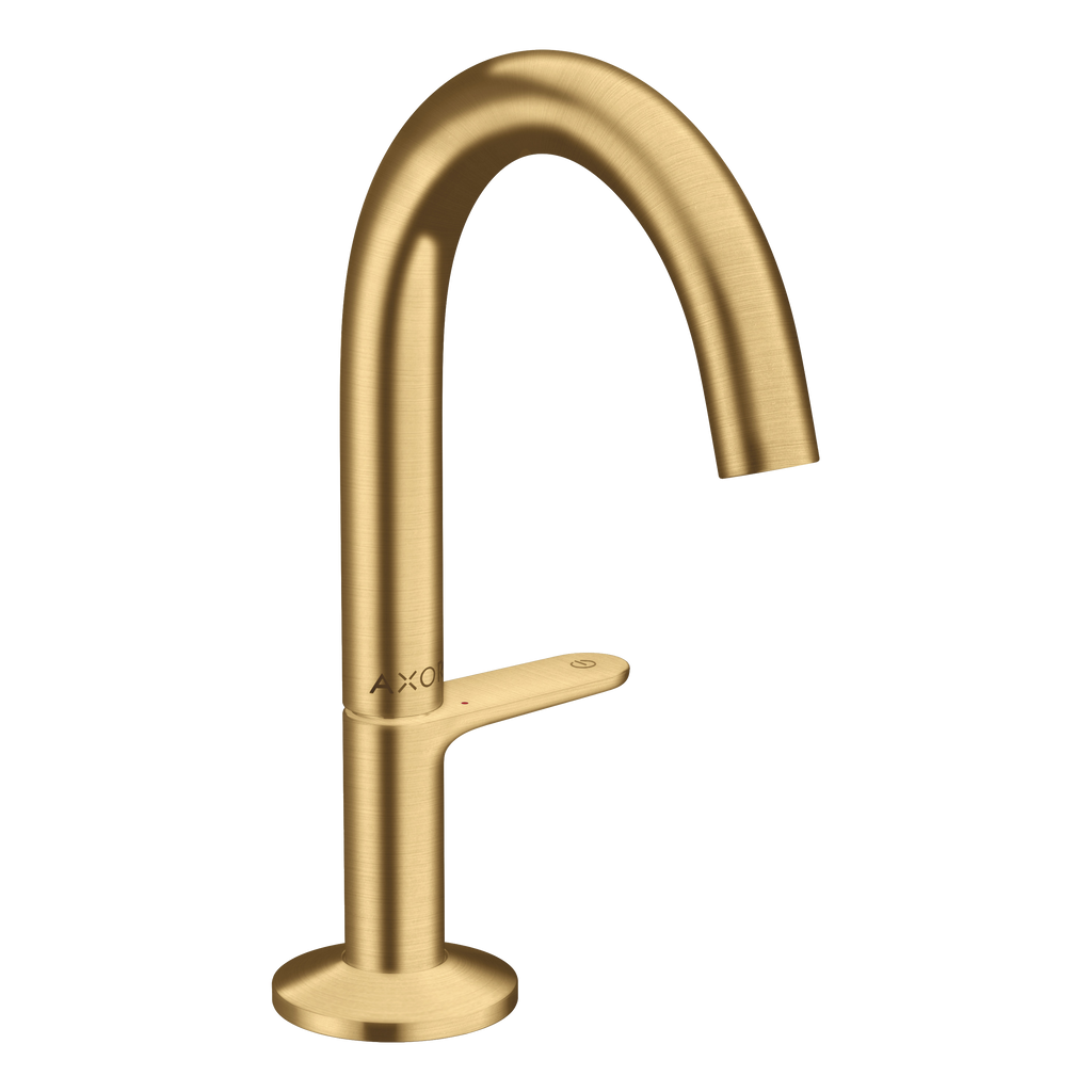 AXOR One Basin Mixer Faucet Select 140 with Push-Open Waste Set from Brandt in Brushed Gold Optic finish