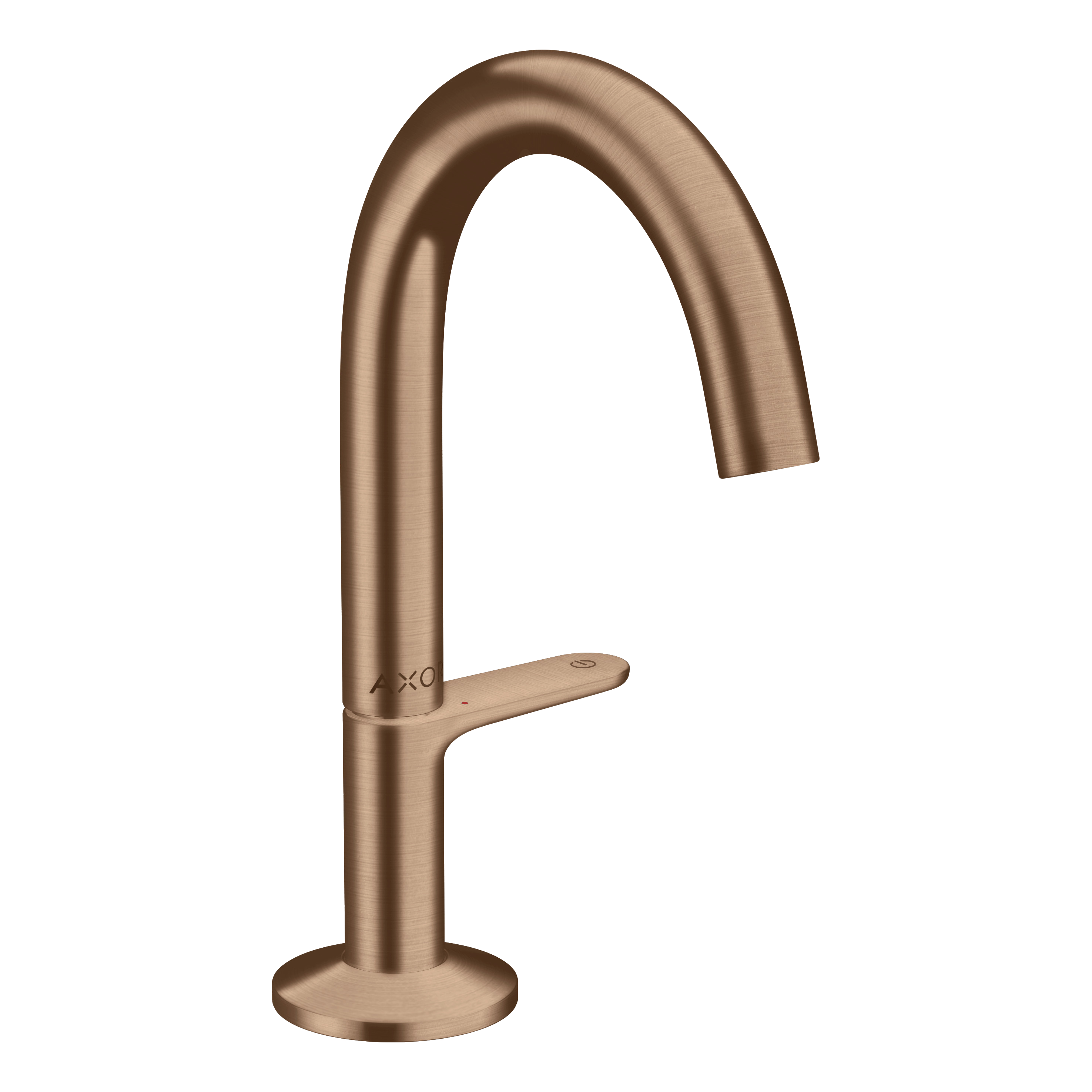 AXOR One Basin Mixer Faucet Select 140 with Push-Open Waste Set from Brandt in Brushed Red Gold finish