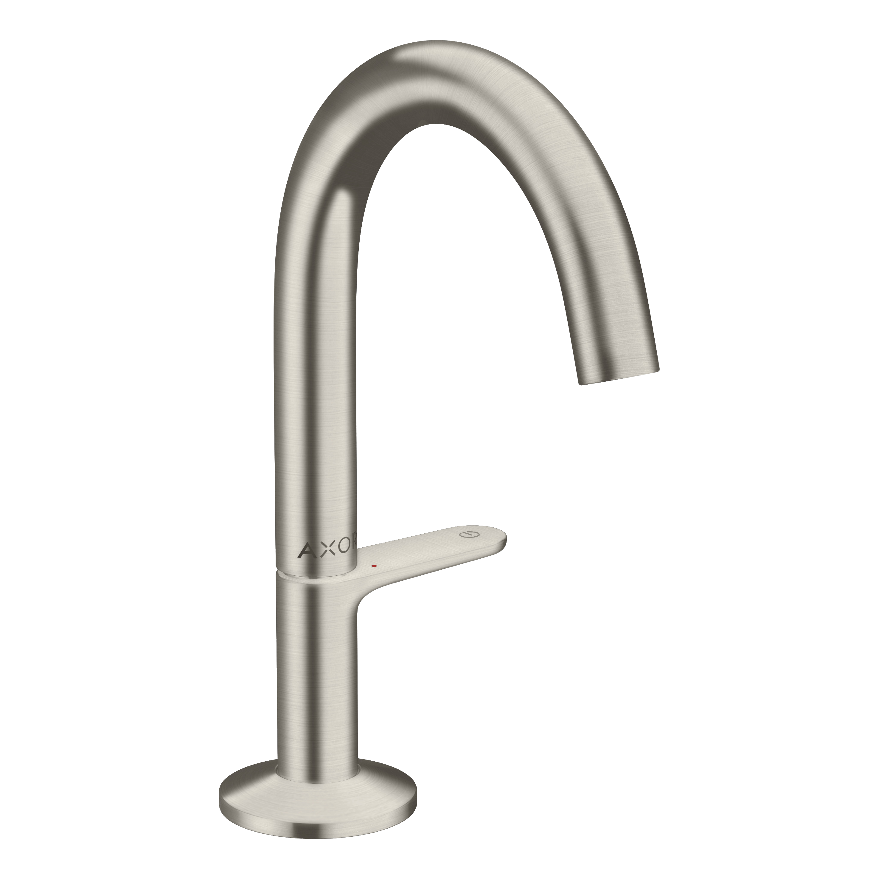 AXOR One Basin Mixer Faucet Select 140 with Push-Open Waste Set from Brandt in Stainless Steel Optic finish