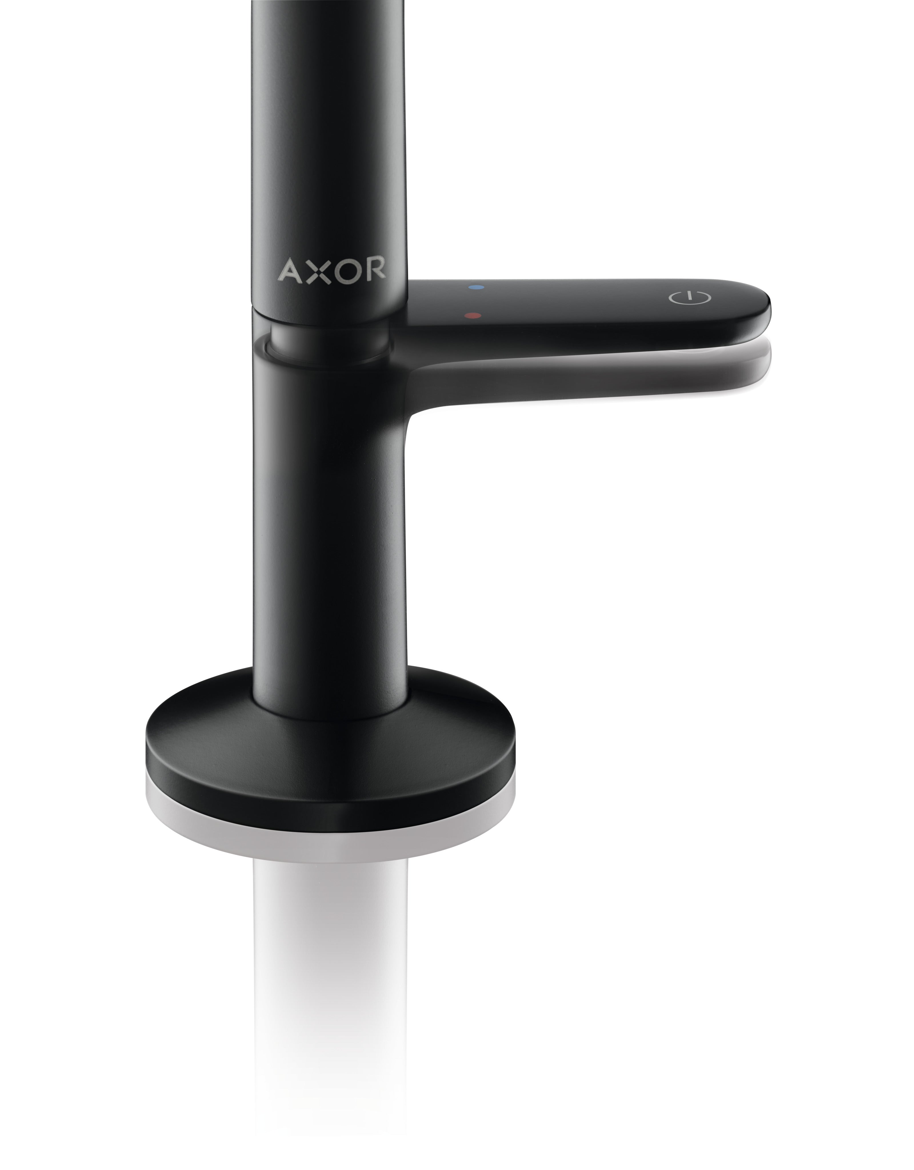 AXOR One Basin Mixer Faucet Select 170 with Push-Open Waste Set from Brandt in Matt Black finish