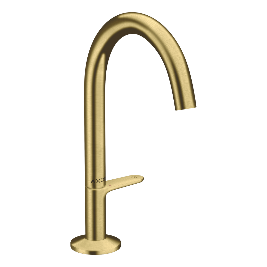 AXOR One Basin Mixer Faucet Select 170 with Push-Open Waste Set from Brandt in Brushed Brass finish
