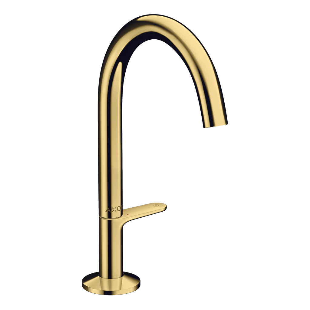 AXOR One Basin Mixer Faucet Select 170 with Push-Open Waste Set from Brandt in Polished Gold Optic finish