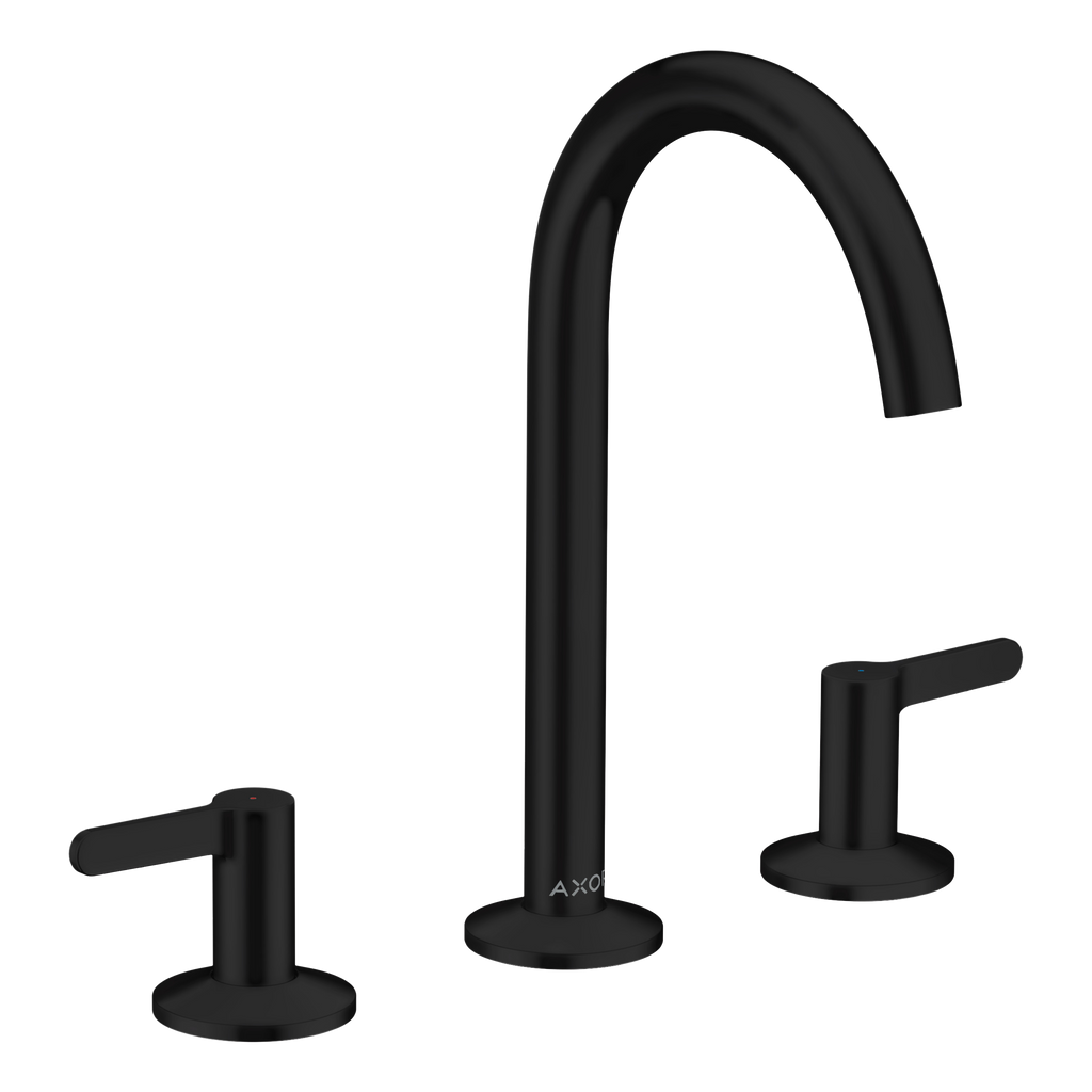 AXOR One 3-Hole Basin Mixer Faucet 170 with Push-Open Waste Set from Brandt in Matt Black finish