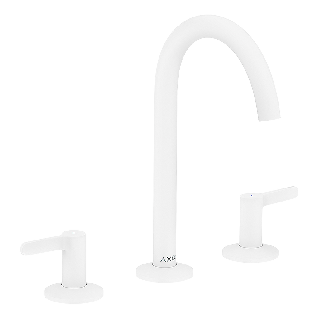 AXOR One 3-Hole Basin Mixer Faucet 170 with Push-Open Waste Set from Brandt in Matt White finish