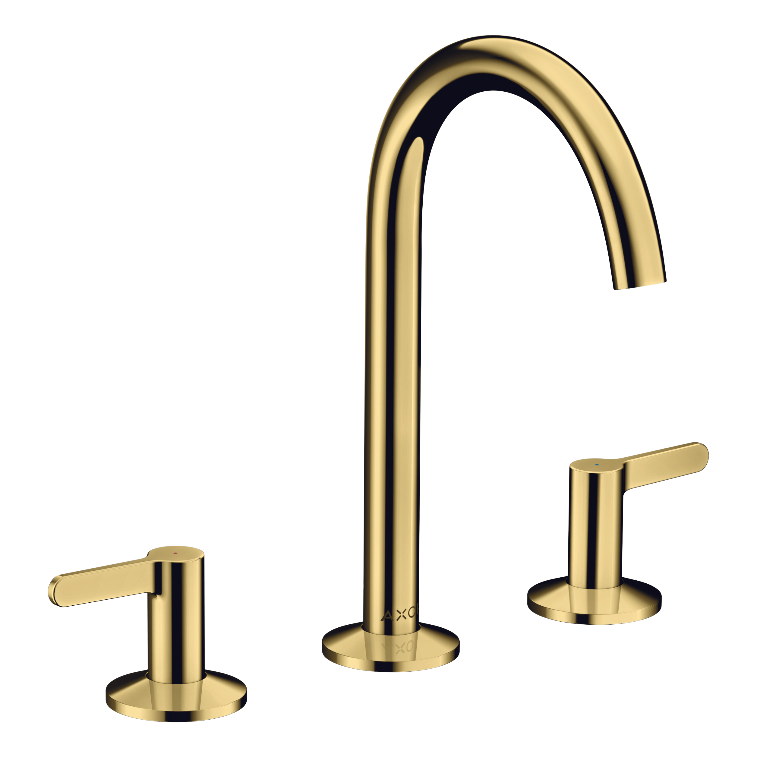 AXOR One 3-Hole Basin Mixer Faucet 170 with Push-Open Waste Set from Brandt in Polished Gold Optic finish