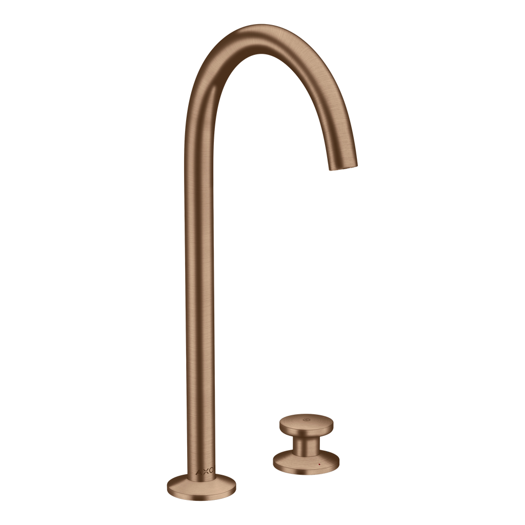 AXOR One 2-Hole Basin Mixer Faucet Select 260 with Push-Open Waste Set from Brandt in Brushed Red Gold finish