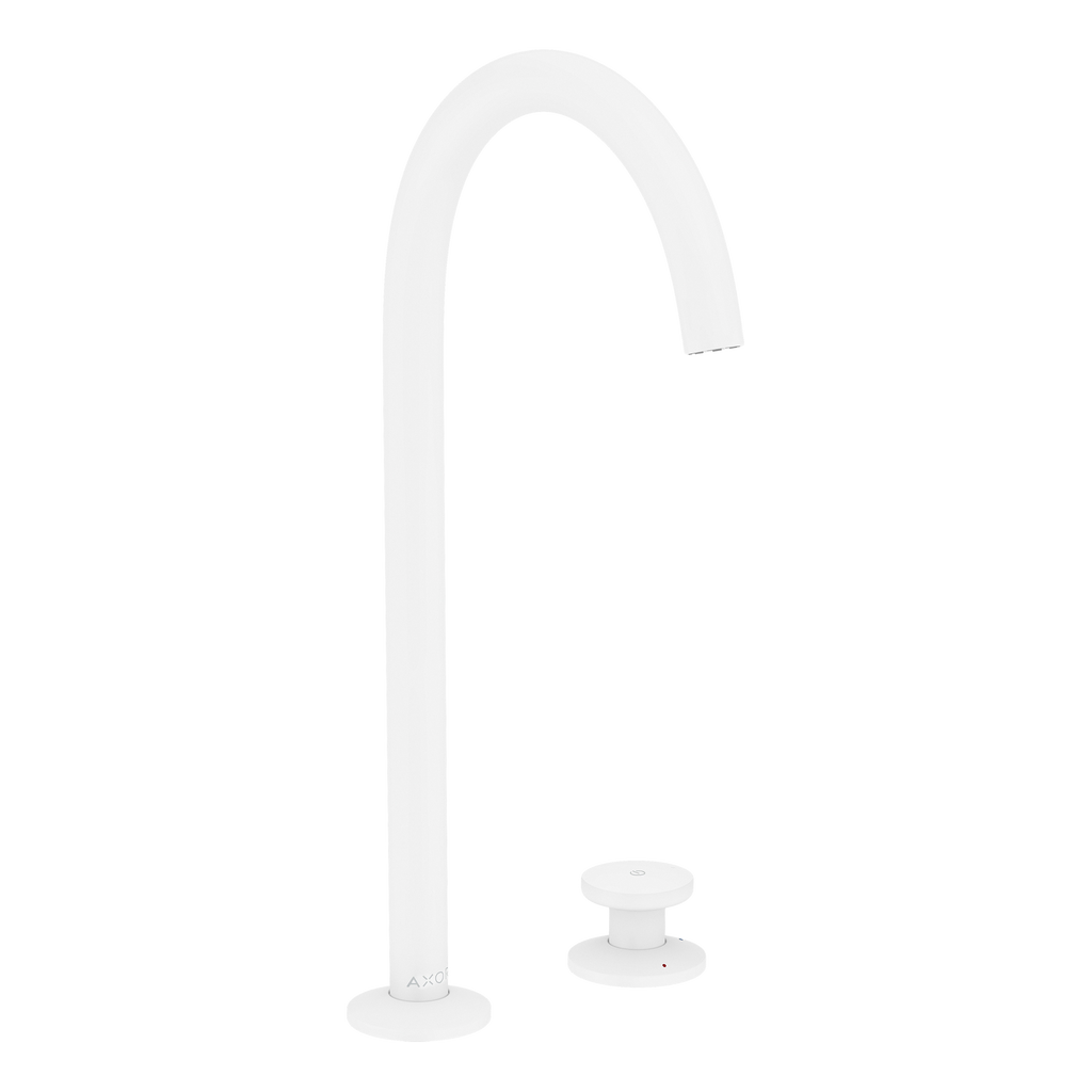 AXOR One 2-Hole Basin Mixer Faucet Select 260 with Push-Open Waste Set from Brandt in Matt White finish
