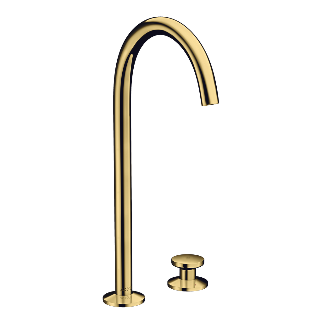 AXOR One 2-Hole Basin Mixer Faucet Select 260 with Push-Open Waste Set from Brandt in Polished Gold Optic finish