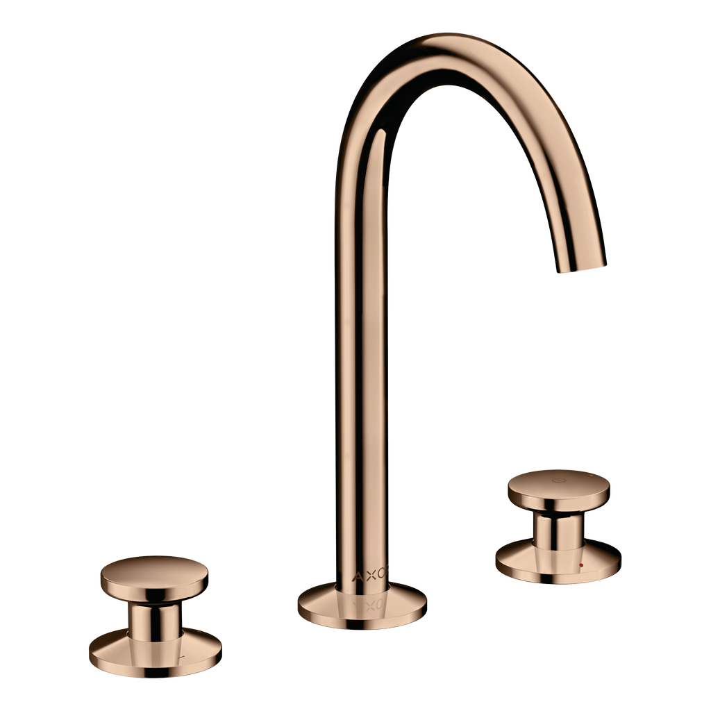 AXOR One 3-Hole Basin Mixer Faucet Select 170 with Push-Open Waste Set from Brandt in Polished Red Gold finish