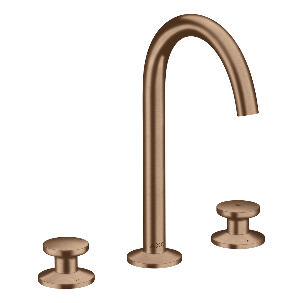 AXOR One 3-Hole Basin Mixer Faucet Select 170 with Push-Open Waste Set from Brandt in Brushed Red Gold finish