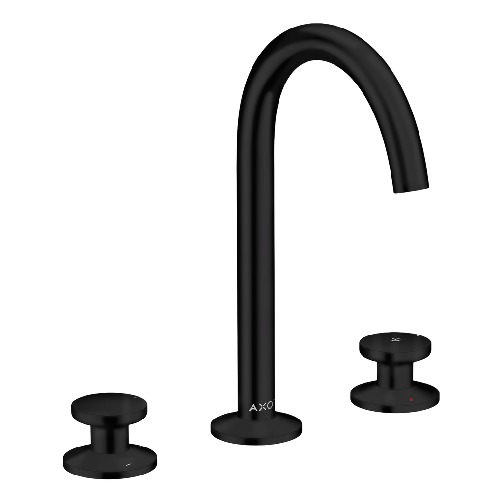 AXOR One 3-Hole Basin Mixer Faucet Select 170 with Push-Open Waste Set from Brandt in Matt Black finish