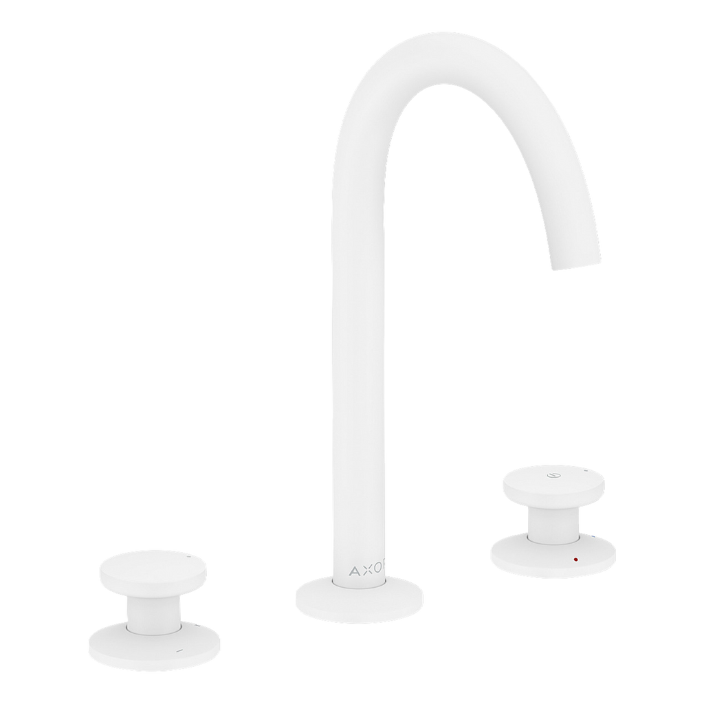 AXOR One 3-Hole Basin Mixer Faucet Select 170 with Push-Open Waste Set from Brandt in Matt White finish
