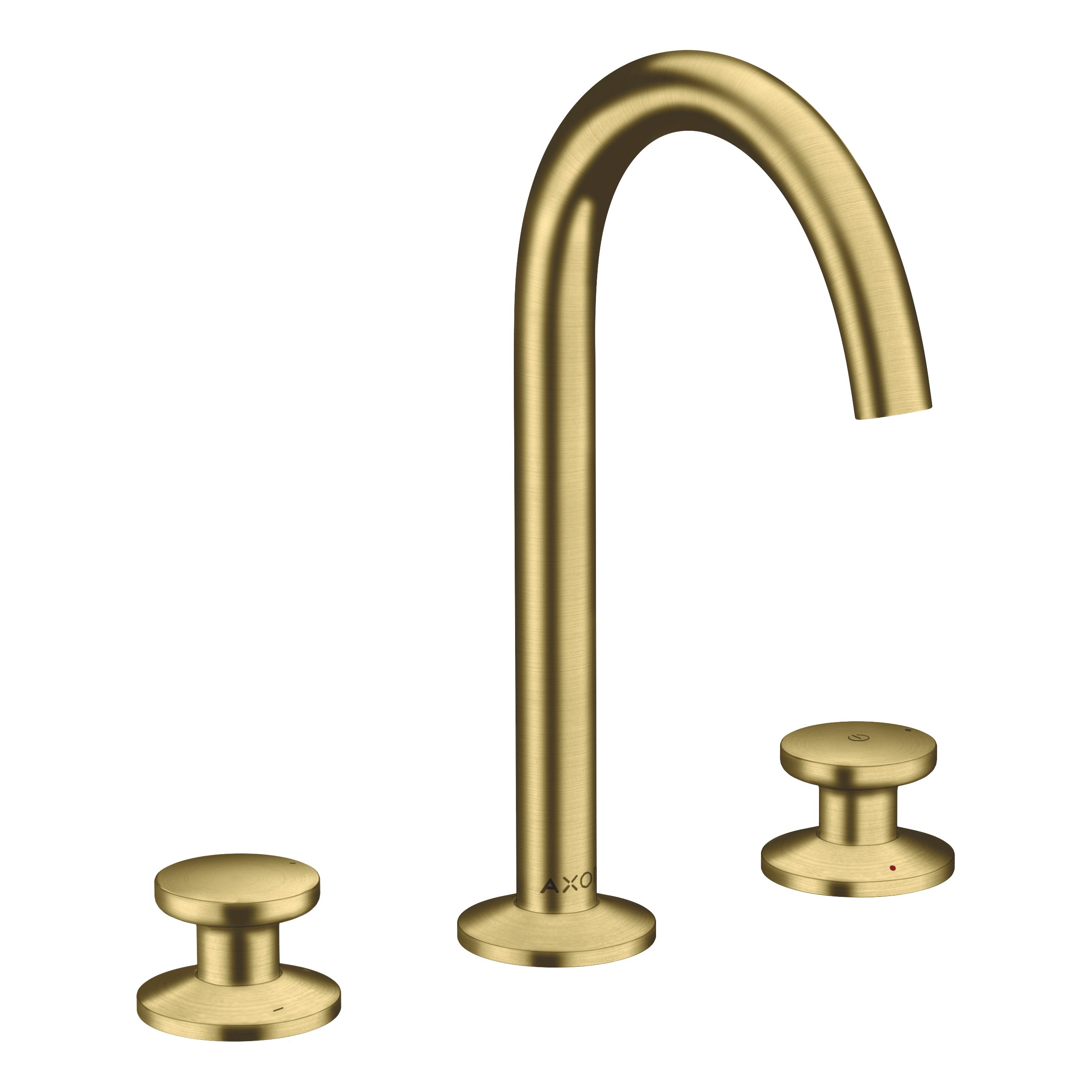 AXOR One 3-Hole Basin Mixer Faucet Select 170 with Push-Open Waste Set from Brandt in Brushed Brass finish