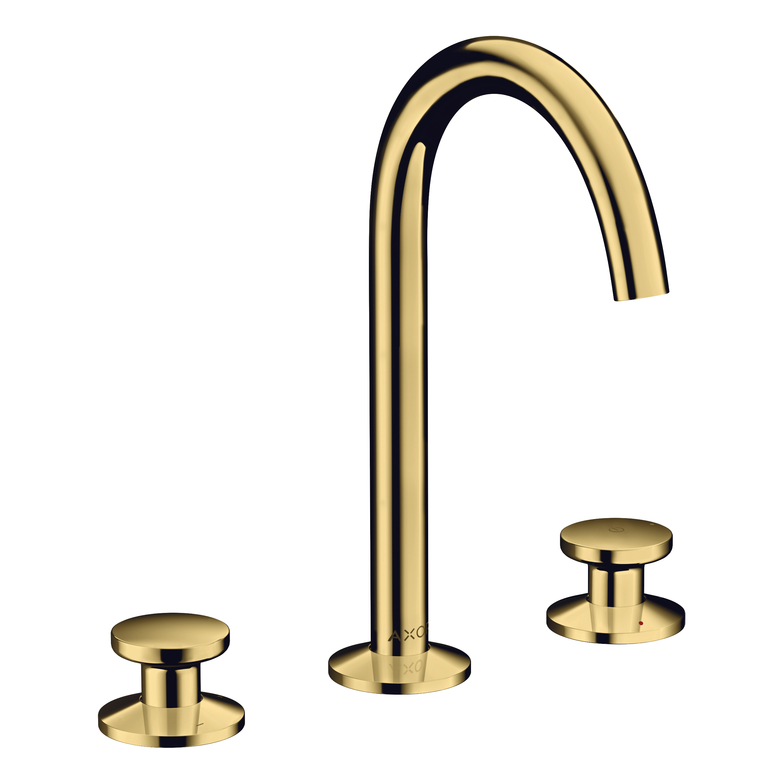 AXOR One 3-Hole Basin Mixer Faucet Select 170 with Push-Open Waste Set from Brandt in Polished Gold Optic finish
