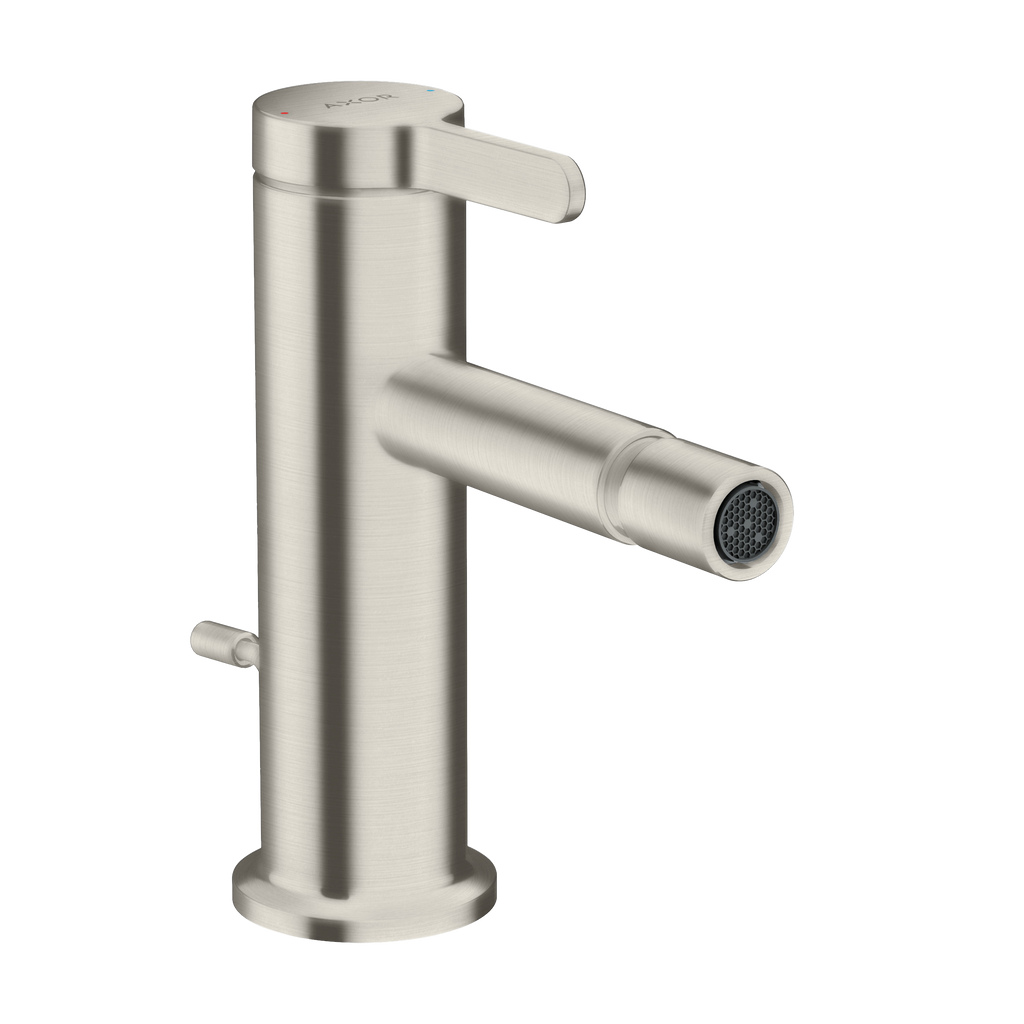 AXOR One Single Lever Handle Bidet Mixer Faucet with Pop-Up Waste from Brandt in Stainless Steel Optic finish