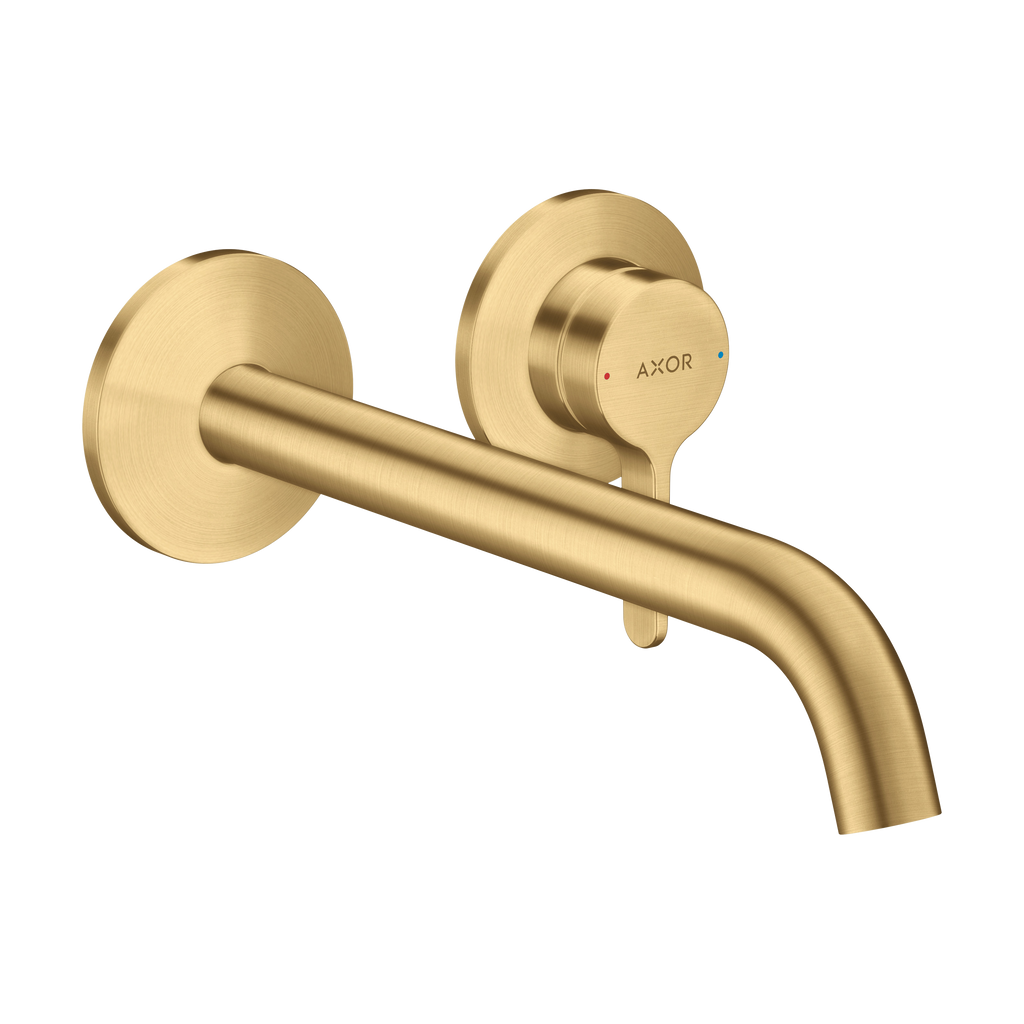 AXOR One Single Lever Handle Concealed Basin Mixer Faucet for 2-Hole Installation with 220 mm Spout from Brandt in Brushed Gold Optic finish