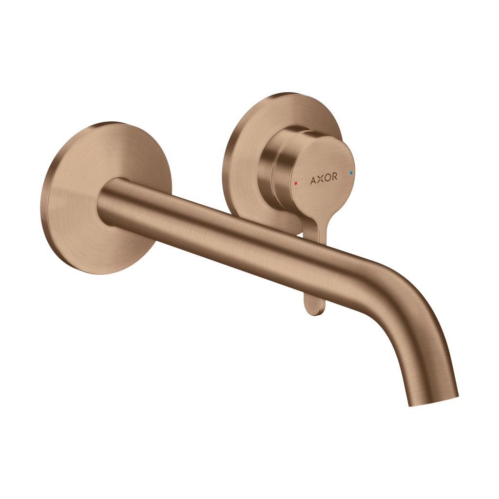 AXOR One Single Lever Handle Concealed Basin Mixer Faucet for 2-Hole Installation with 220 mm Spout from Brandt in Brushed Red Gold finish