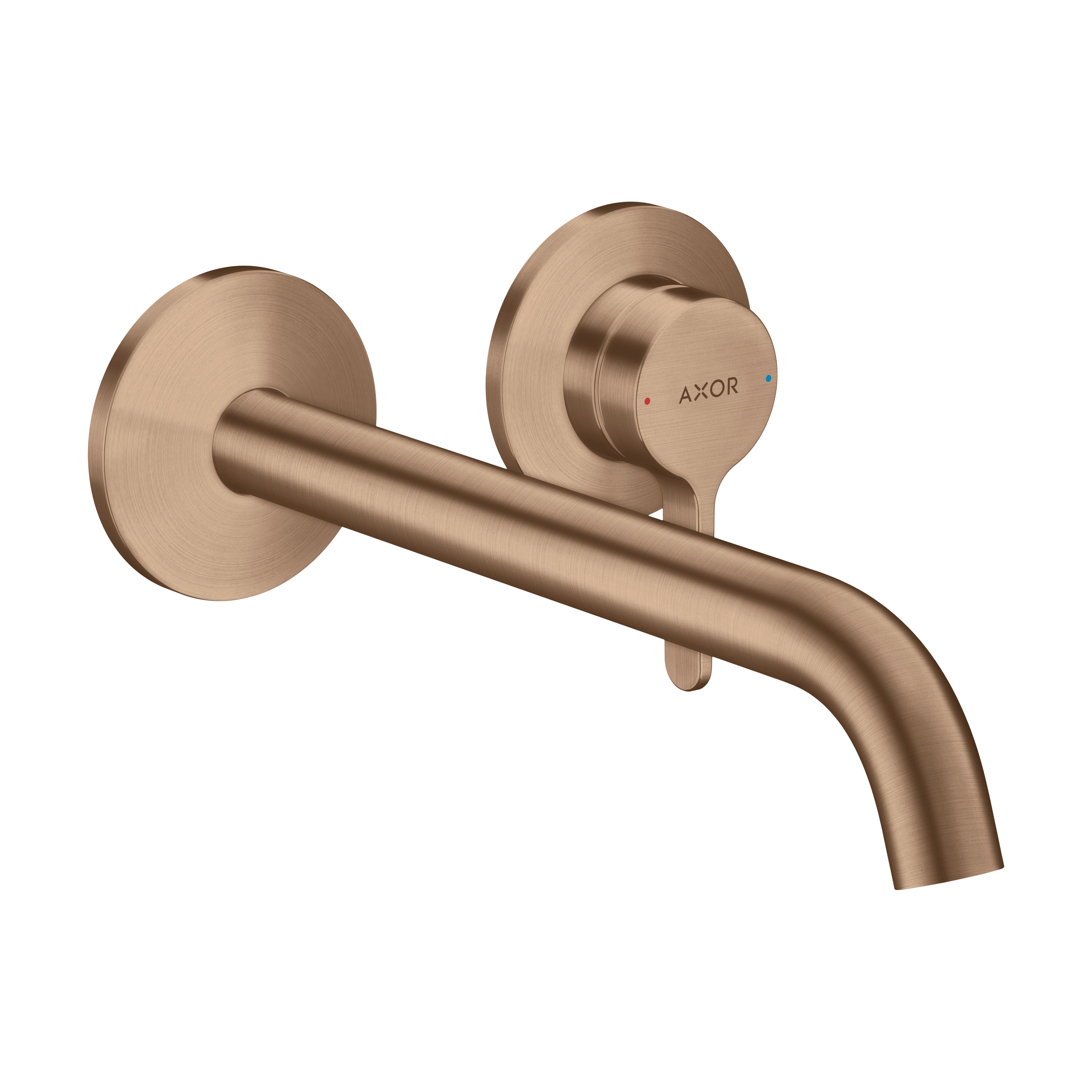 AXOR One Single Lever Handle Concealed Basin Mixer Faucet for 2-Hole Installation with 220 mm Spout from Brandt in Brushed Red Gold finish