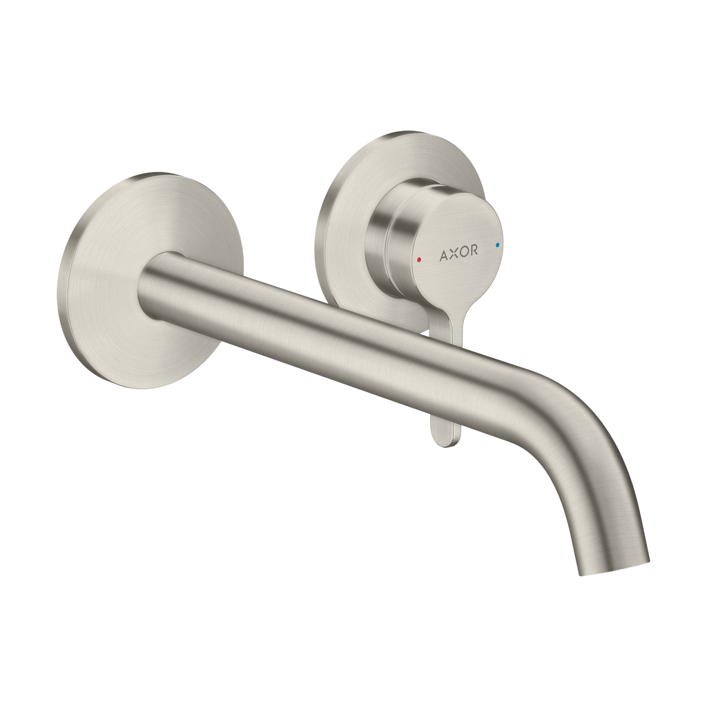 AXOR One Single Lever Handle Concealed Basin Mixer Faucet for 2-Hole Installation with 220 mm Spout from Brandt in Stainless Steel Optic finish