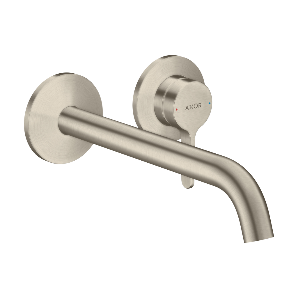 AXOR One Single Lever Handle Concealed Basin Mixer Faucet for 2-Hole Installation with 220 mm Spout from Brandt in Brushed Nickel finish
