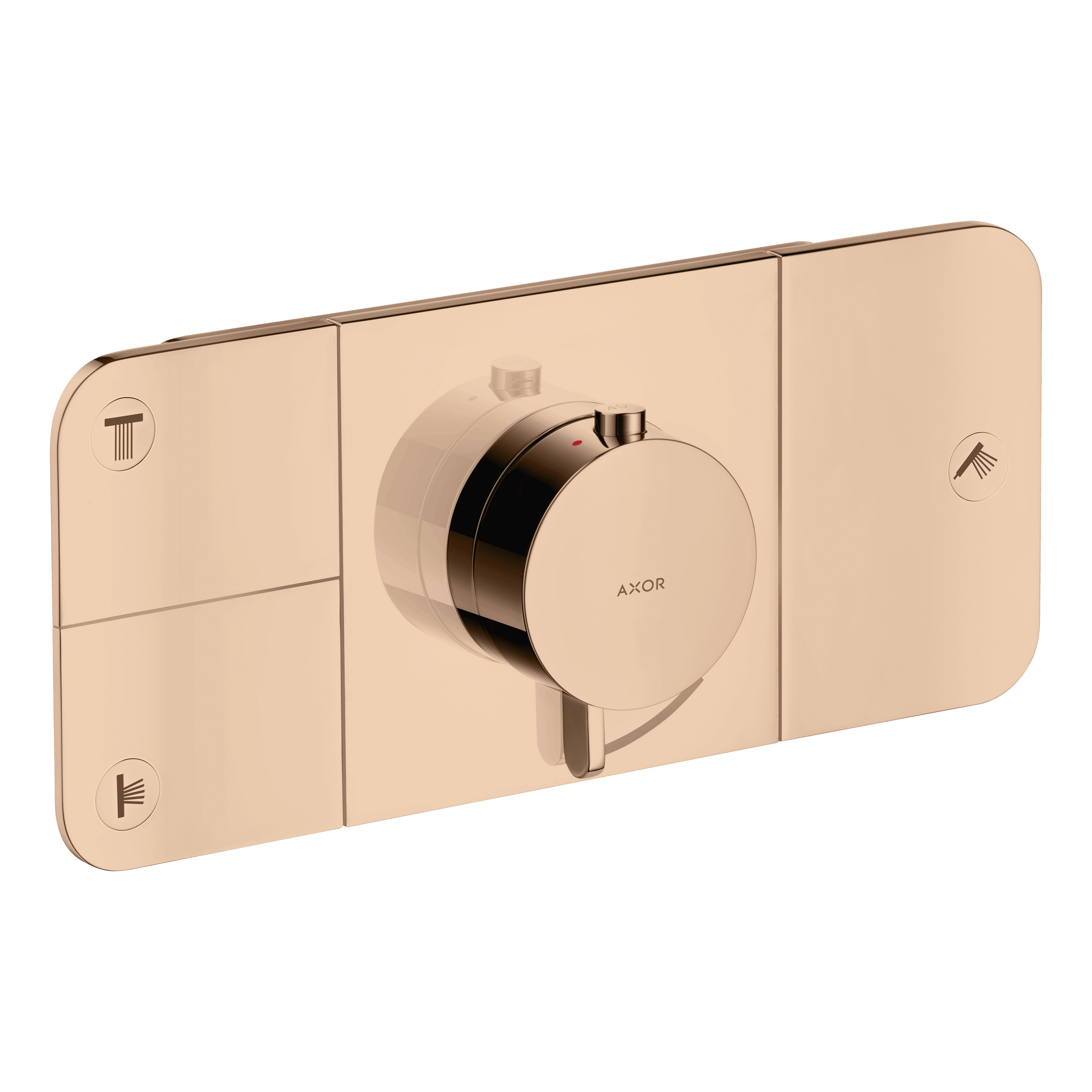 AXOR One Concealed Shower Thermostat with 3 Outlets from Brandt in Polished Red Gold finish