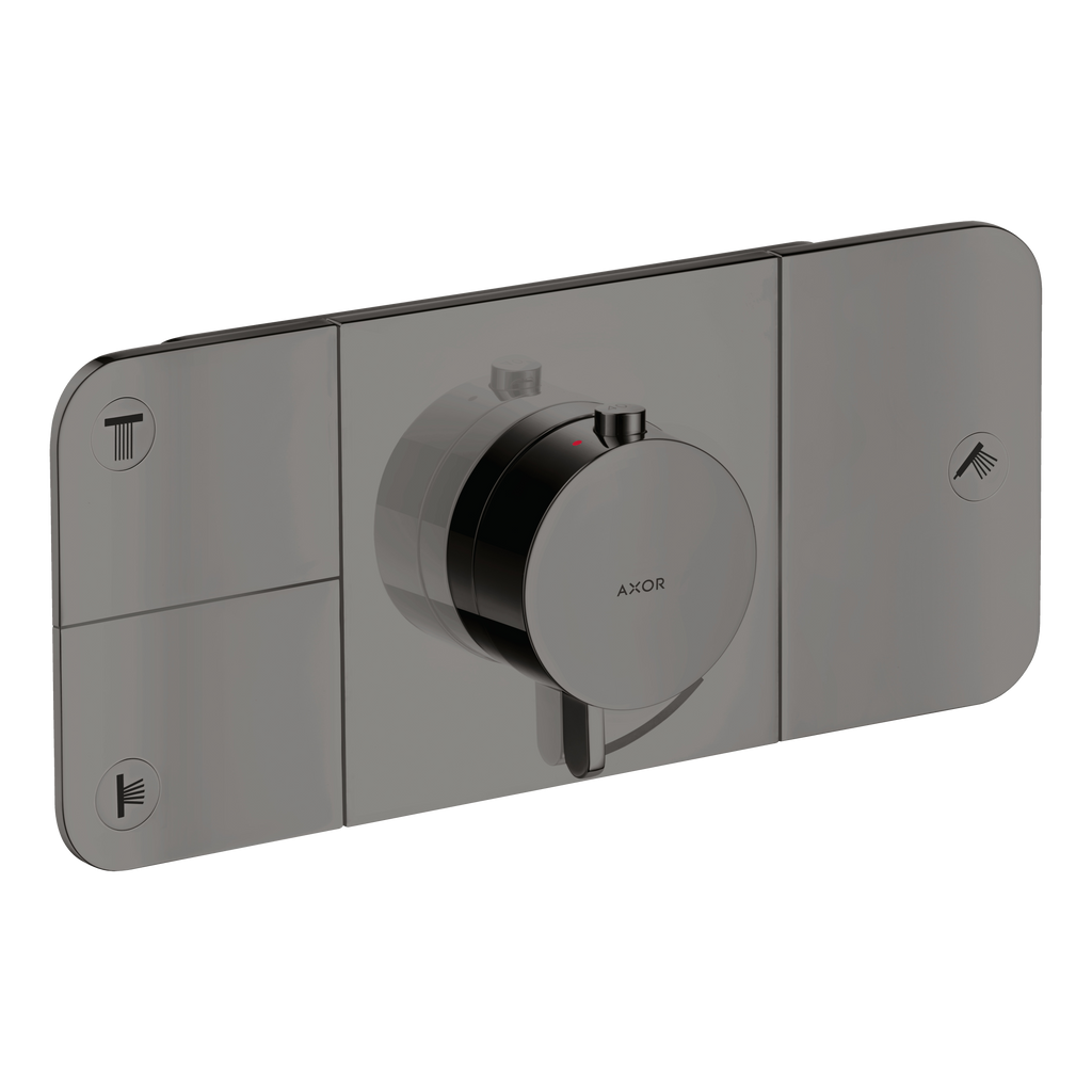 AXOR One Concealed Shower Thermostat with 3 Outlets from Brandt in Polished Black Chrome finish
