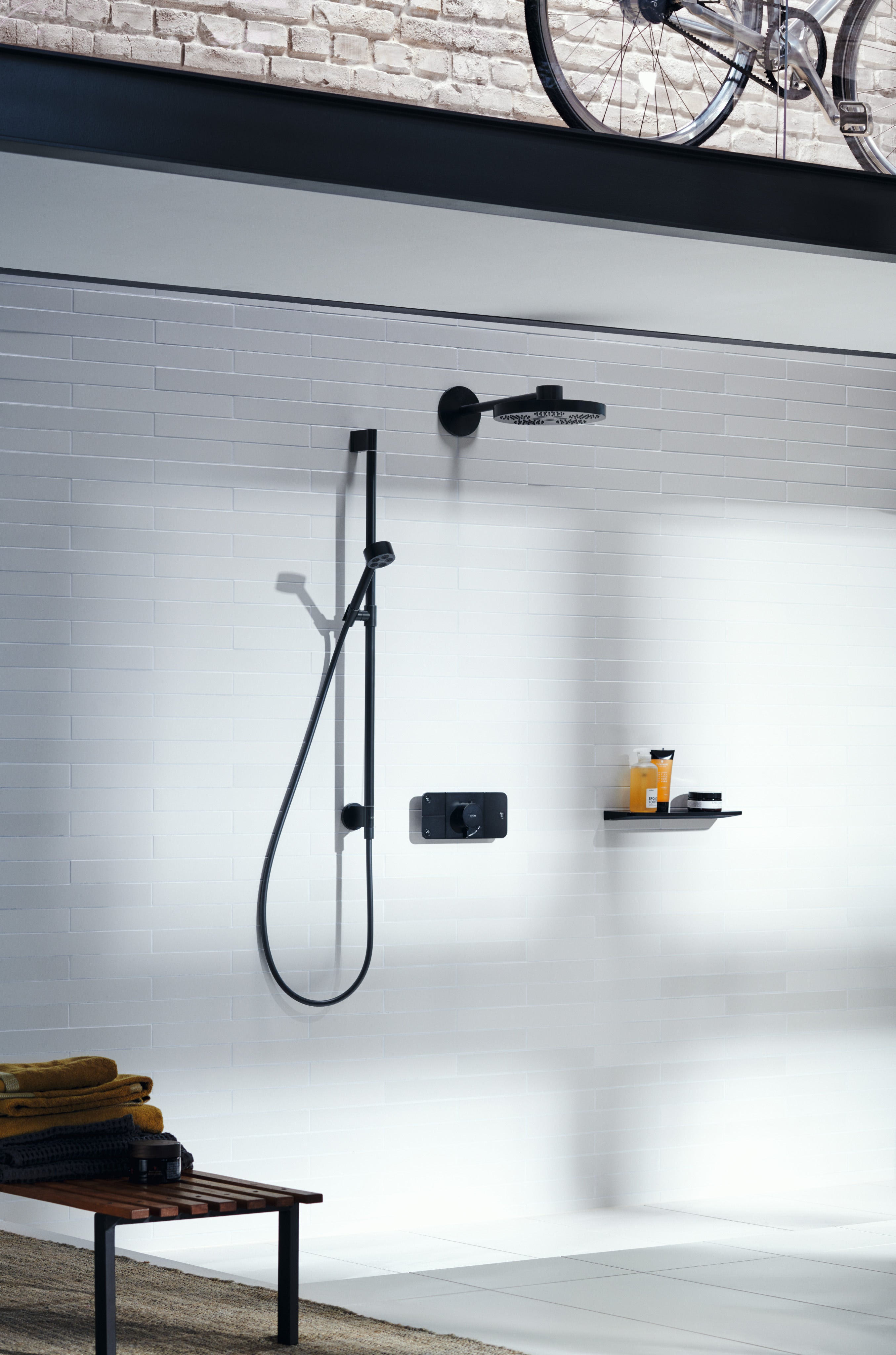 AXOR One Concealed Shower Thermostat with 3 Outlets from Brandt in Matt Black finish